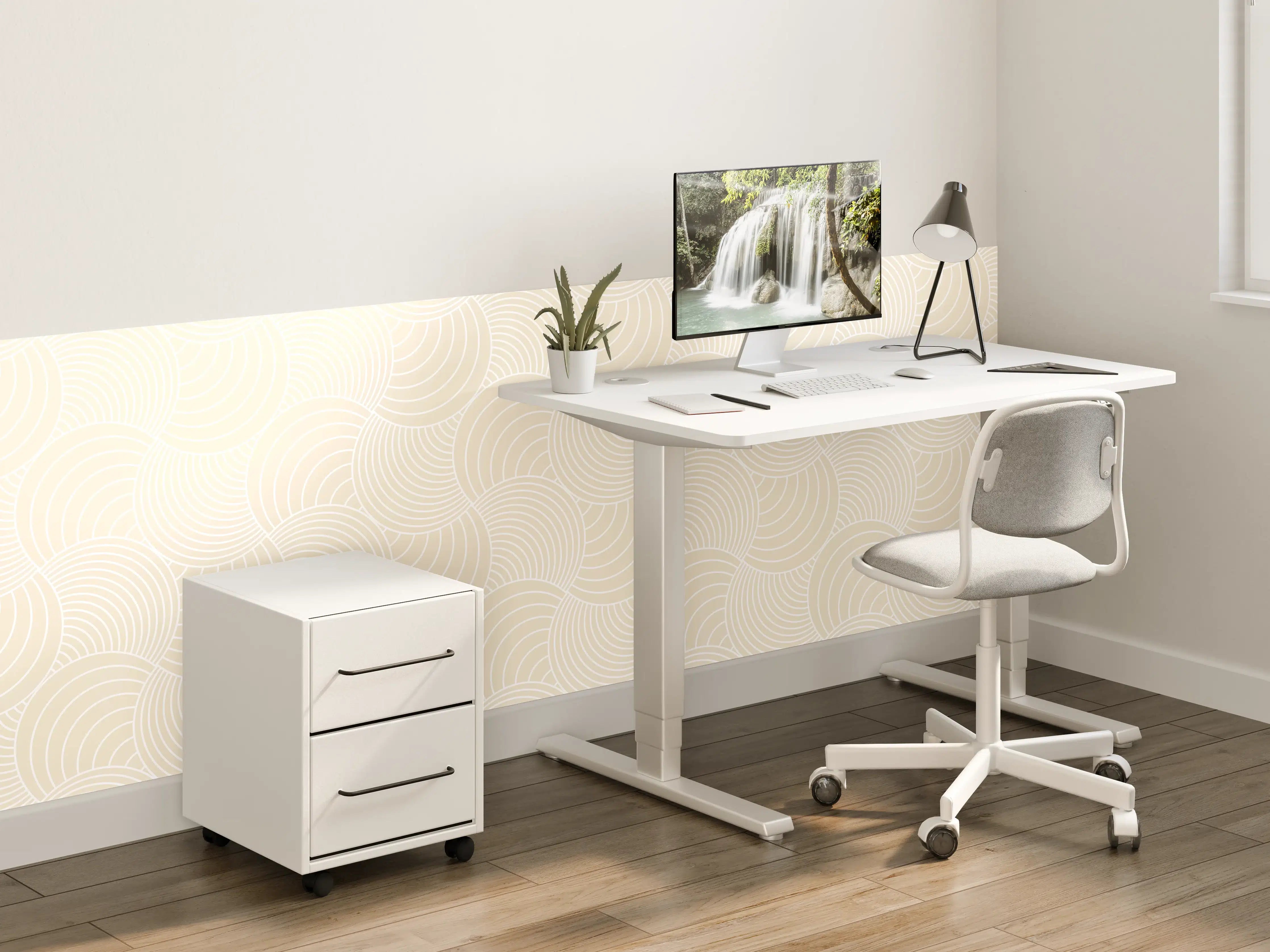 Kinderzimmer Wandgestaltung - Weiße Wellen-Grafik mit grauer Note