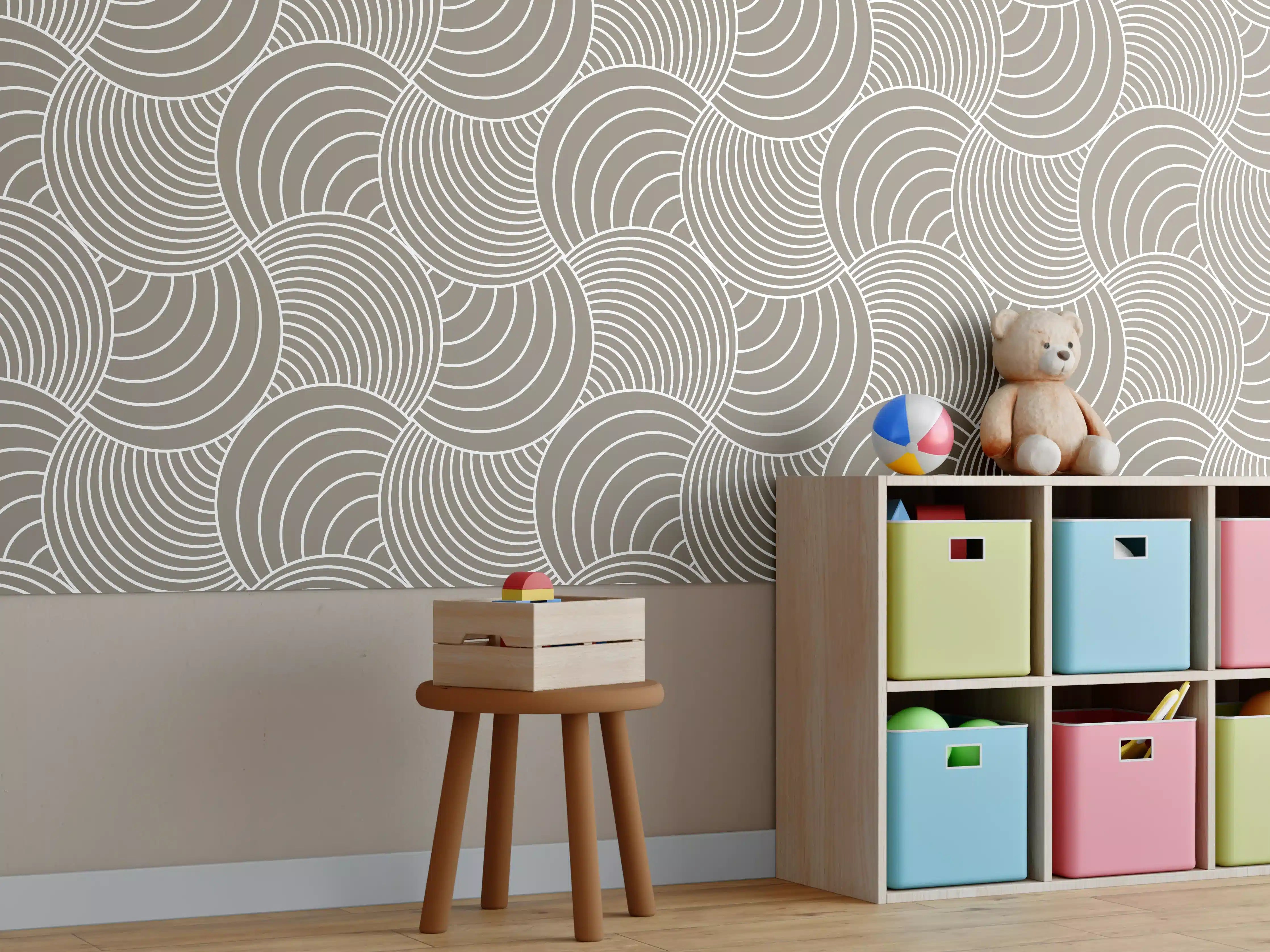 Kinderzimmer Wandgestaltung - Weiße Wellenmuster Wandgestaltung