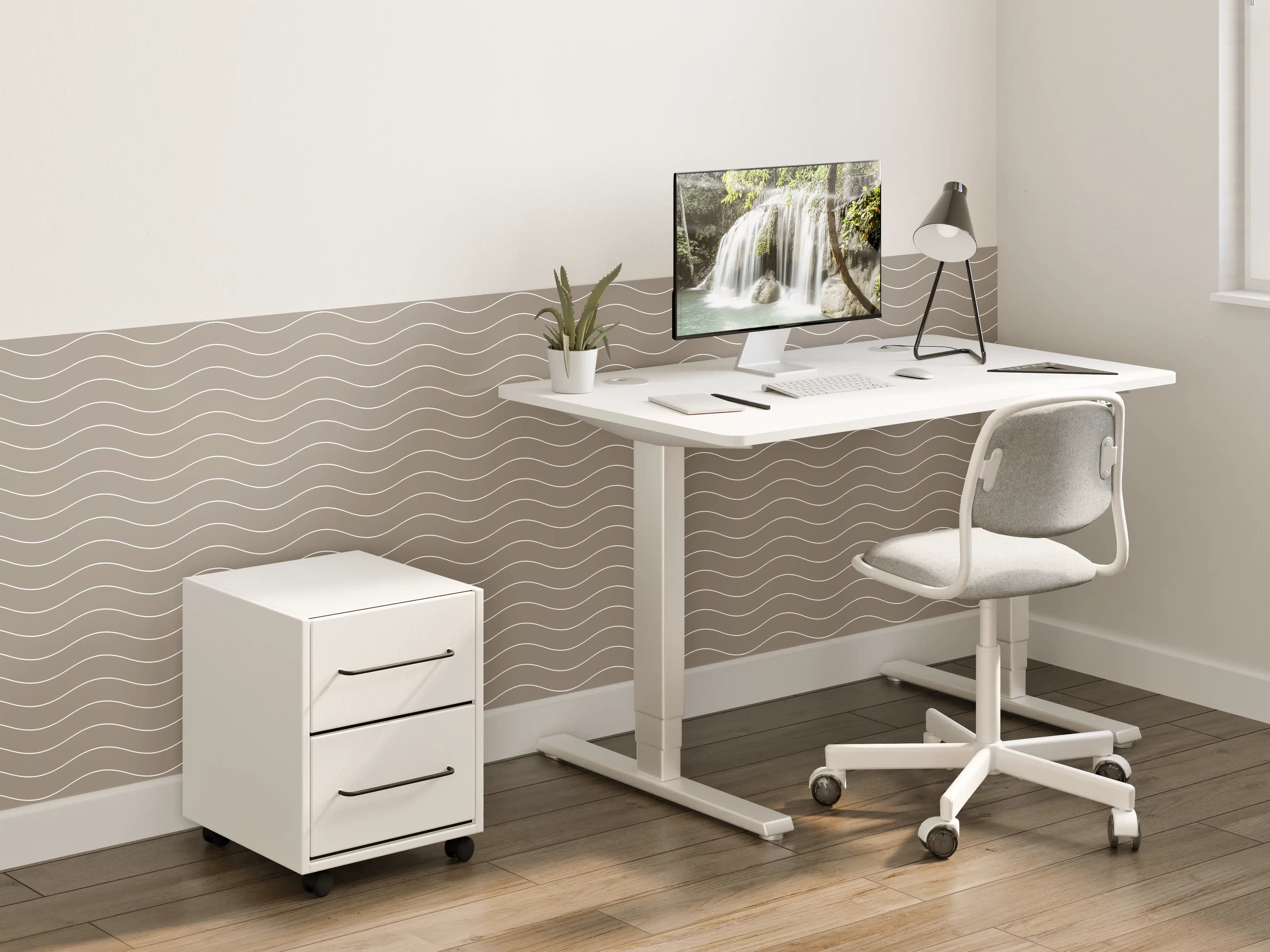 Kinderzimmer Wandgestaltung - Weiße Wellenschale mit Grautönen