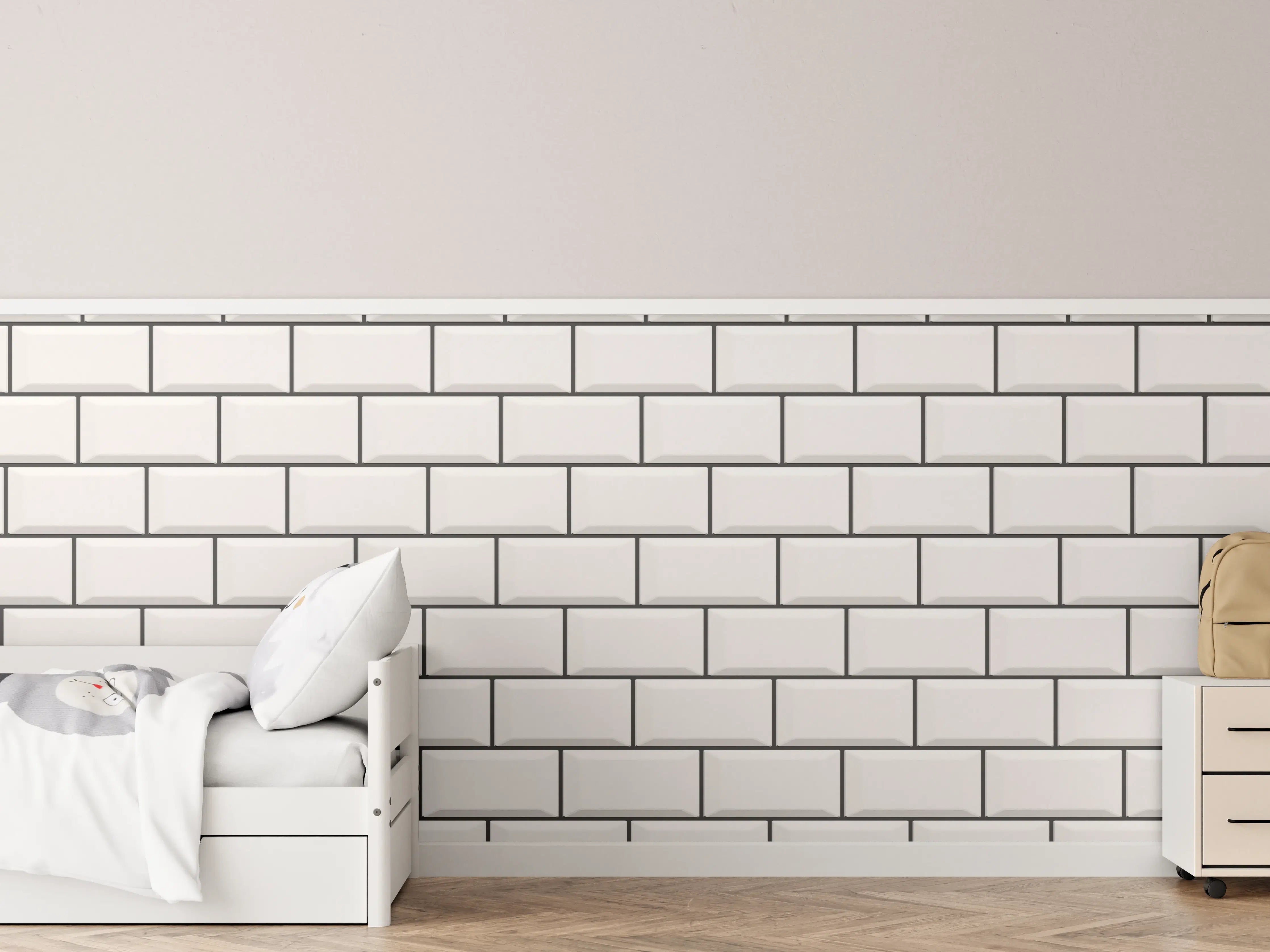 Kinderzimmer Wandgestaltung - Weiße Ziegel Wandtextur