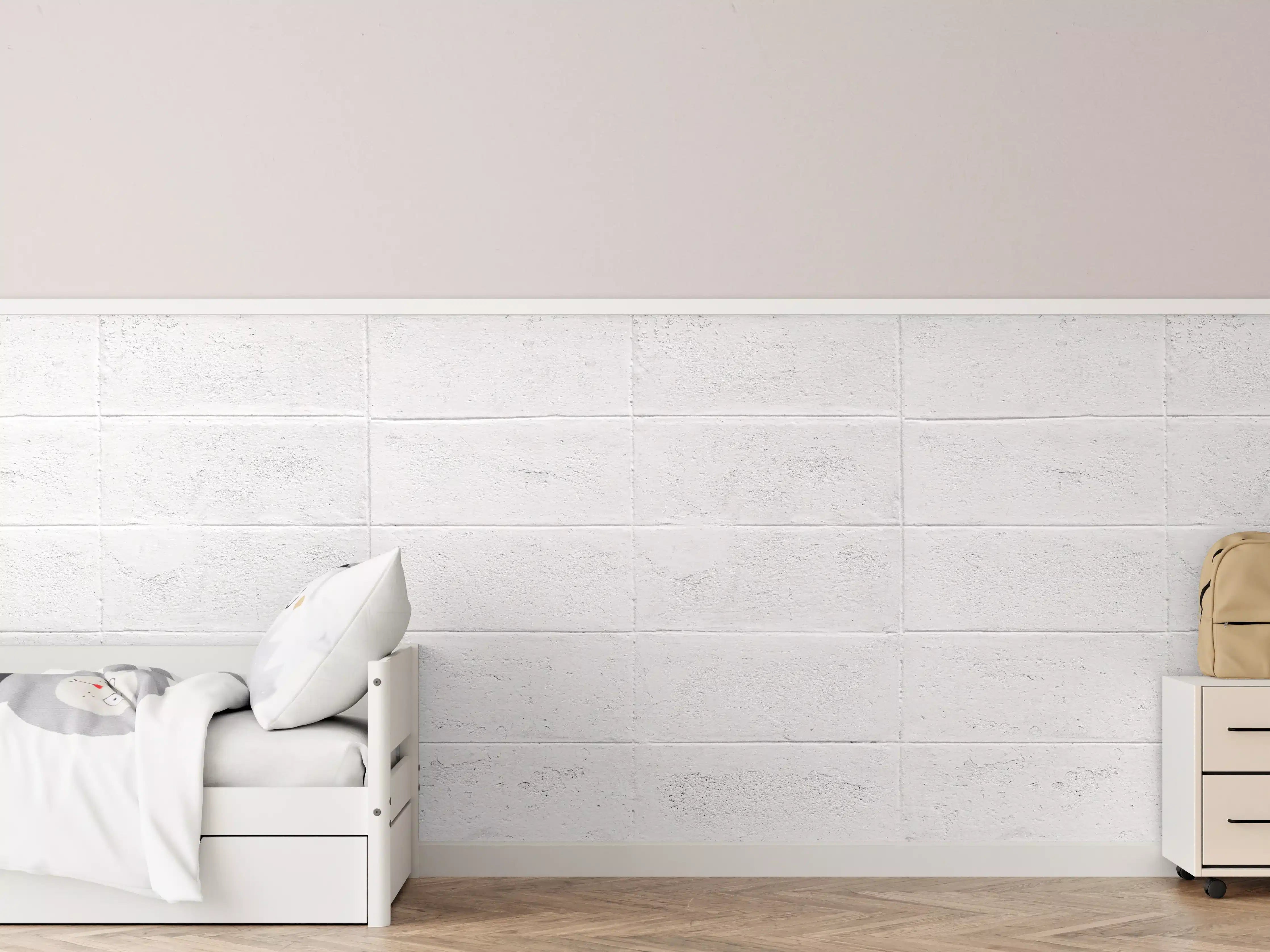 Kinderzimmer Wandgestaltung - Weiße Ziegelwand mit subtiler Textur