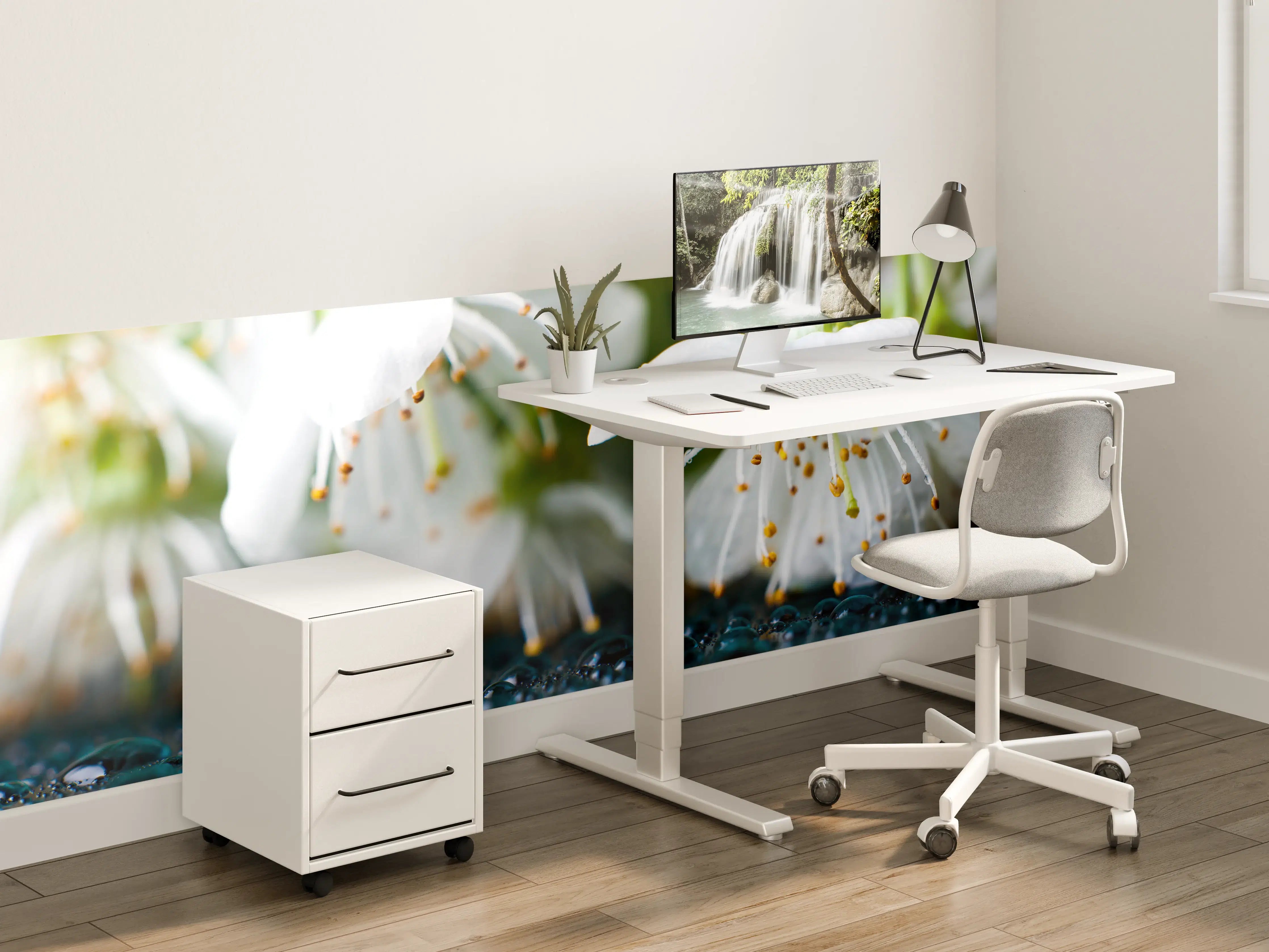 Kinderzimmer Wandgestaltung - Weiße blühende Frühlingsblumen