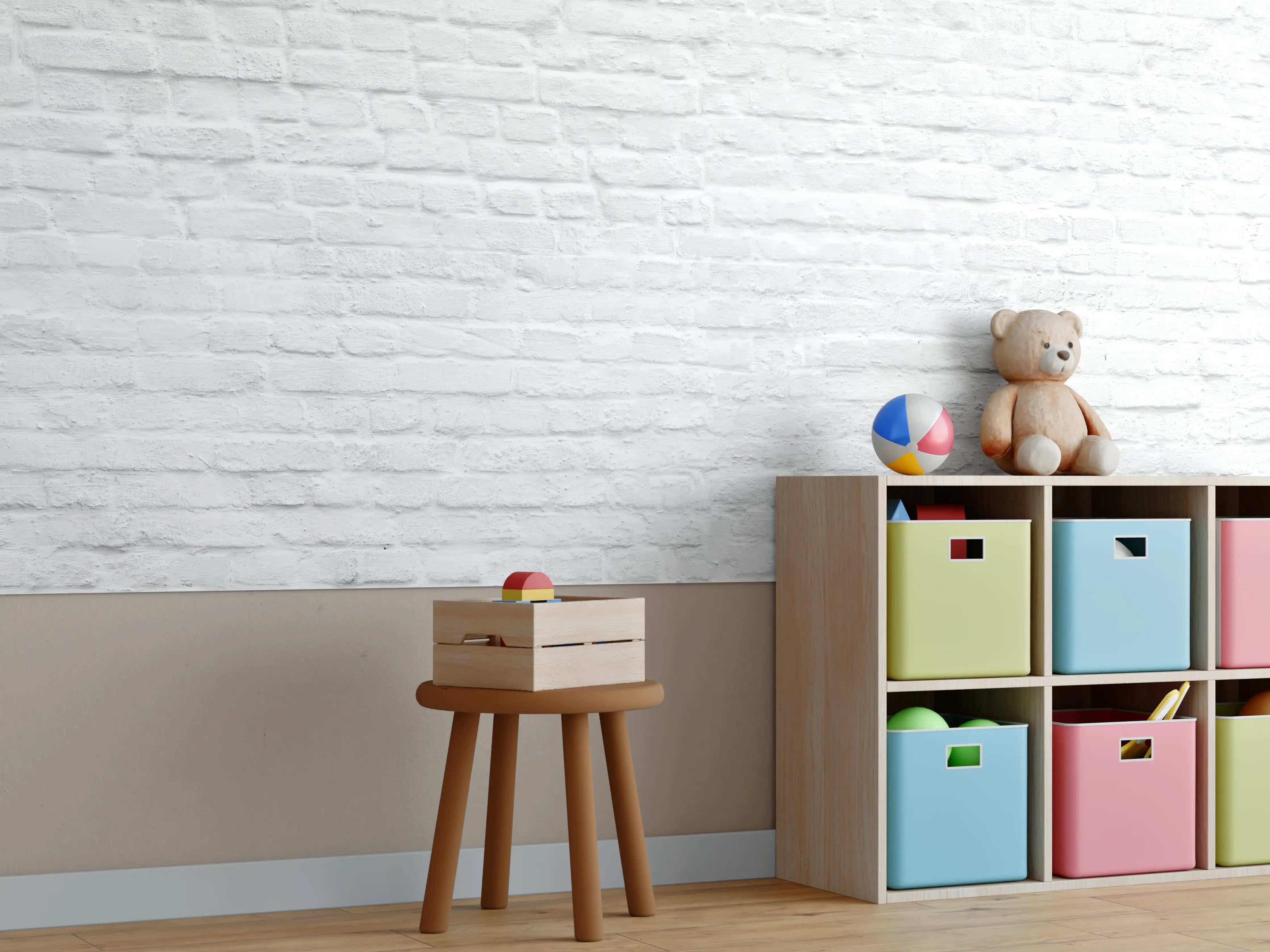 Kinderzimmer Wandgestaltung - Weiße nahtlose Backsteinmauer