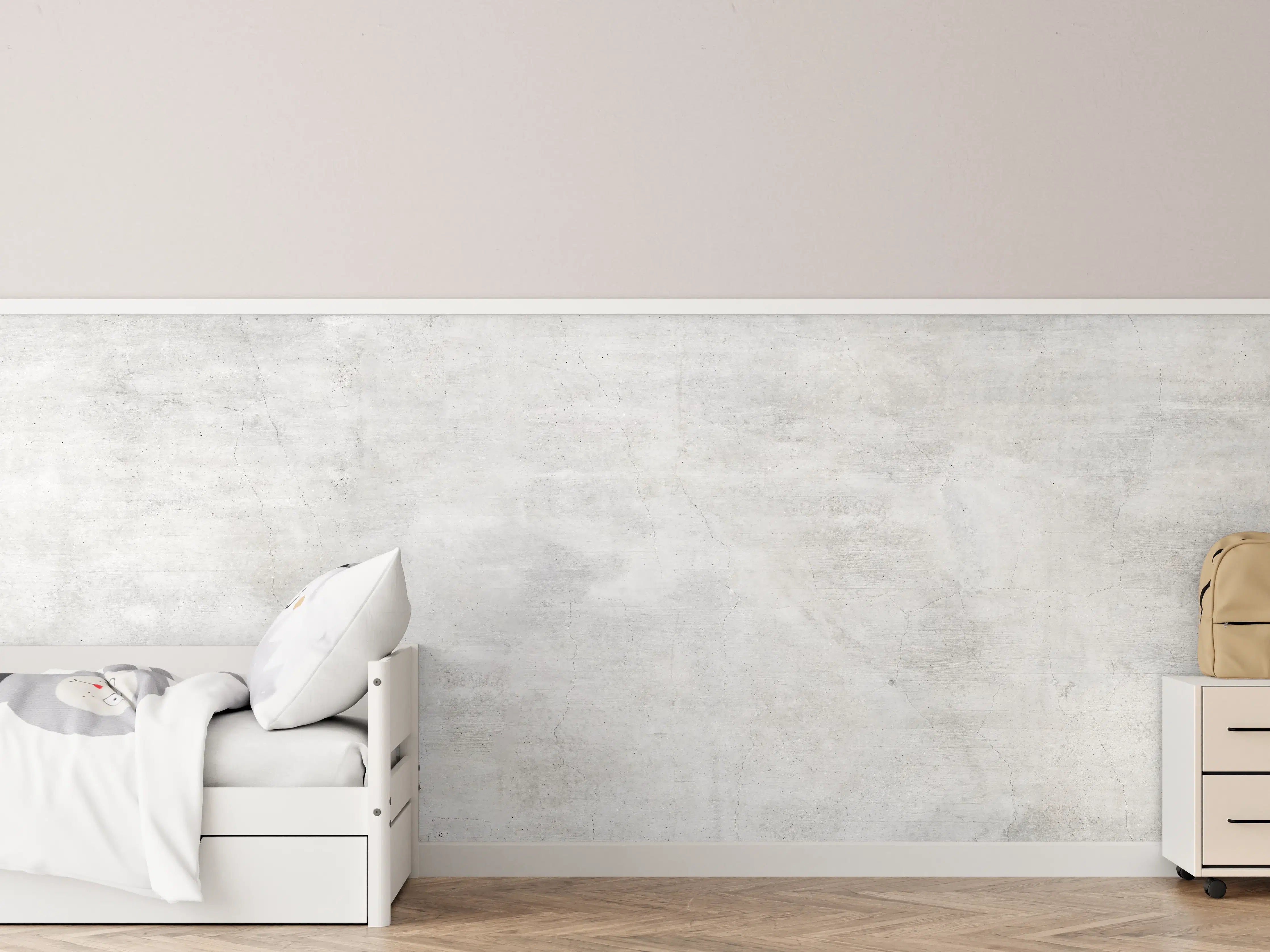 Kinderzimmer Wandgestaltung - Weiße rissige Steinwand