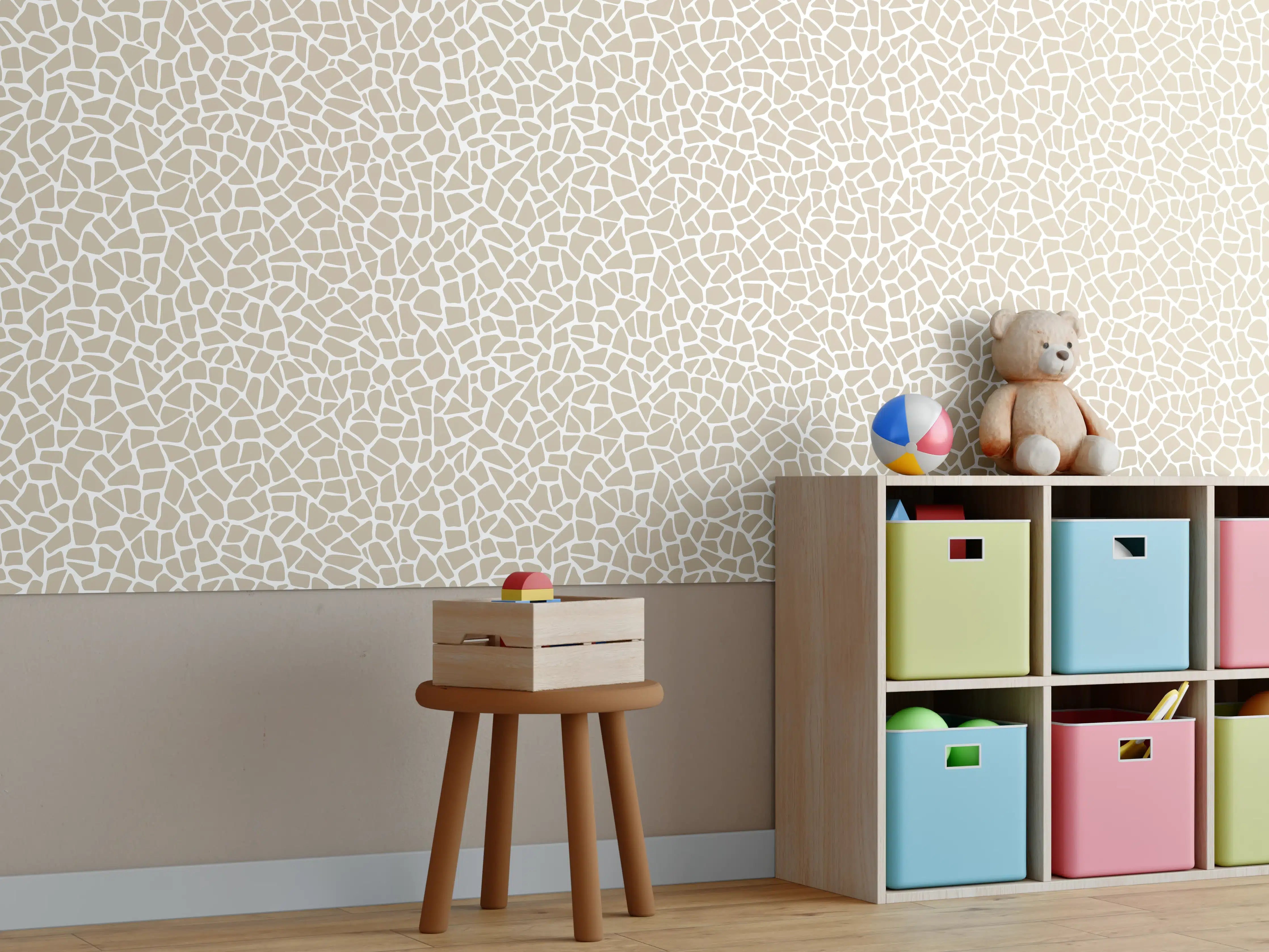 Kinderzimmer Wandgestaltung - Weiße und beige-flächen mit fein strukturierter Textur