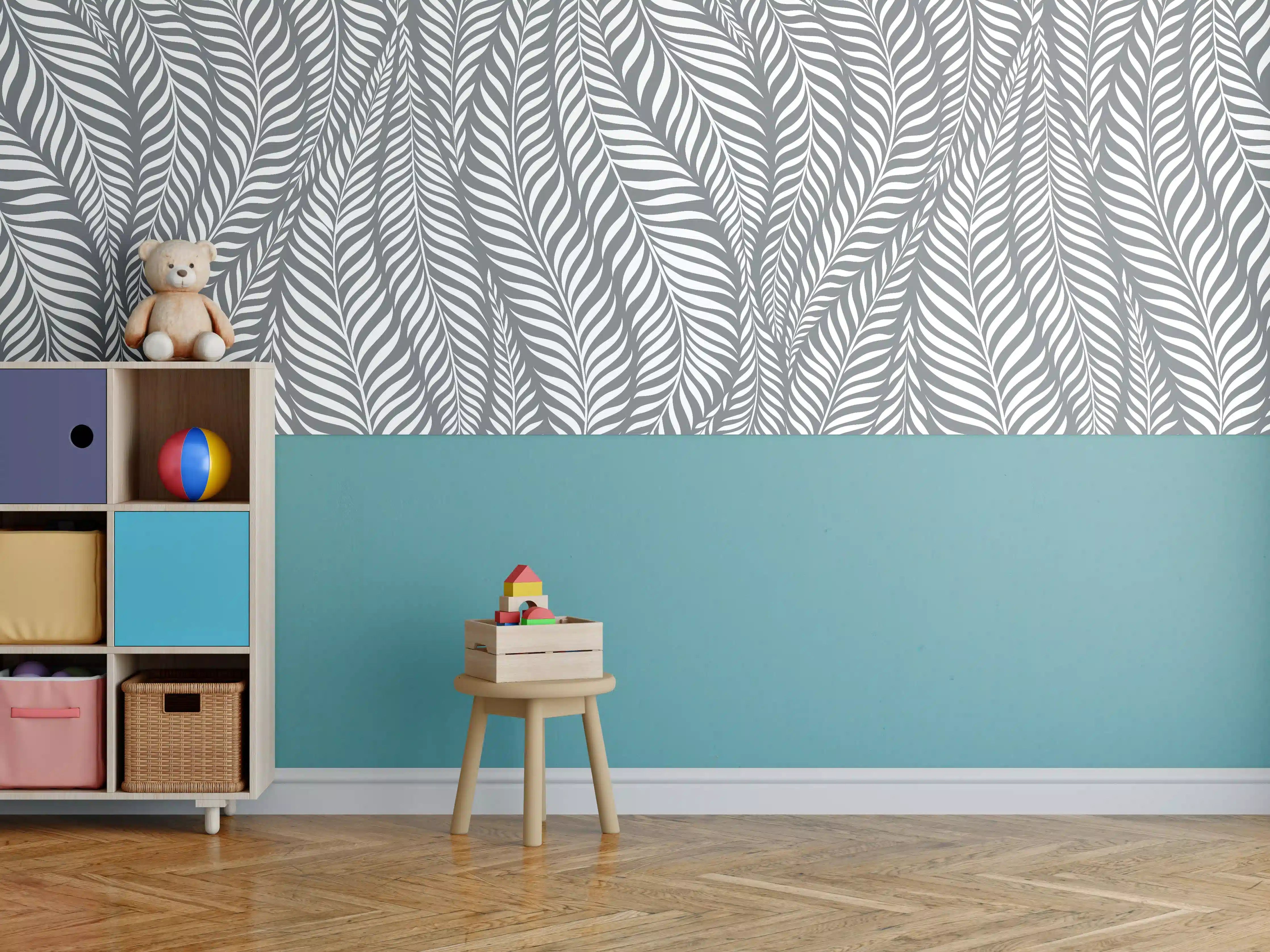 Kinderzimmer Wandgestaltung - Weiße und graue Natur-Textur