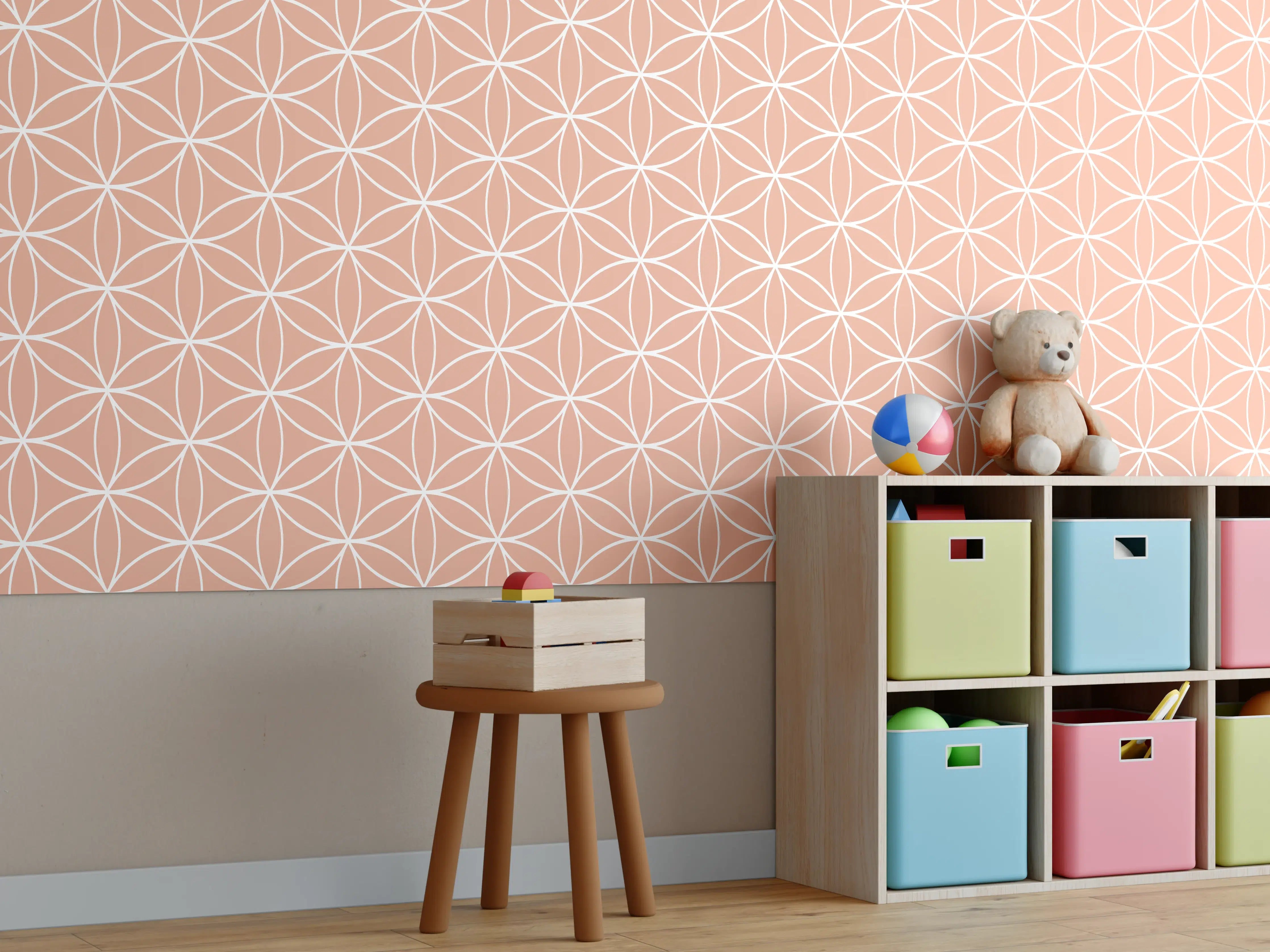 Kinderzimmer Wandgestaltung - Weiße und graue geometrische Fliese