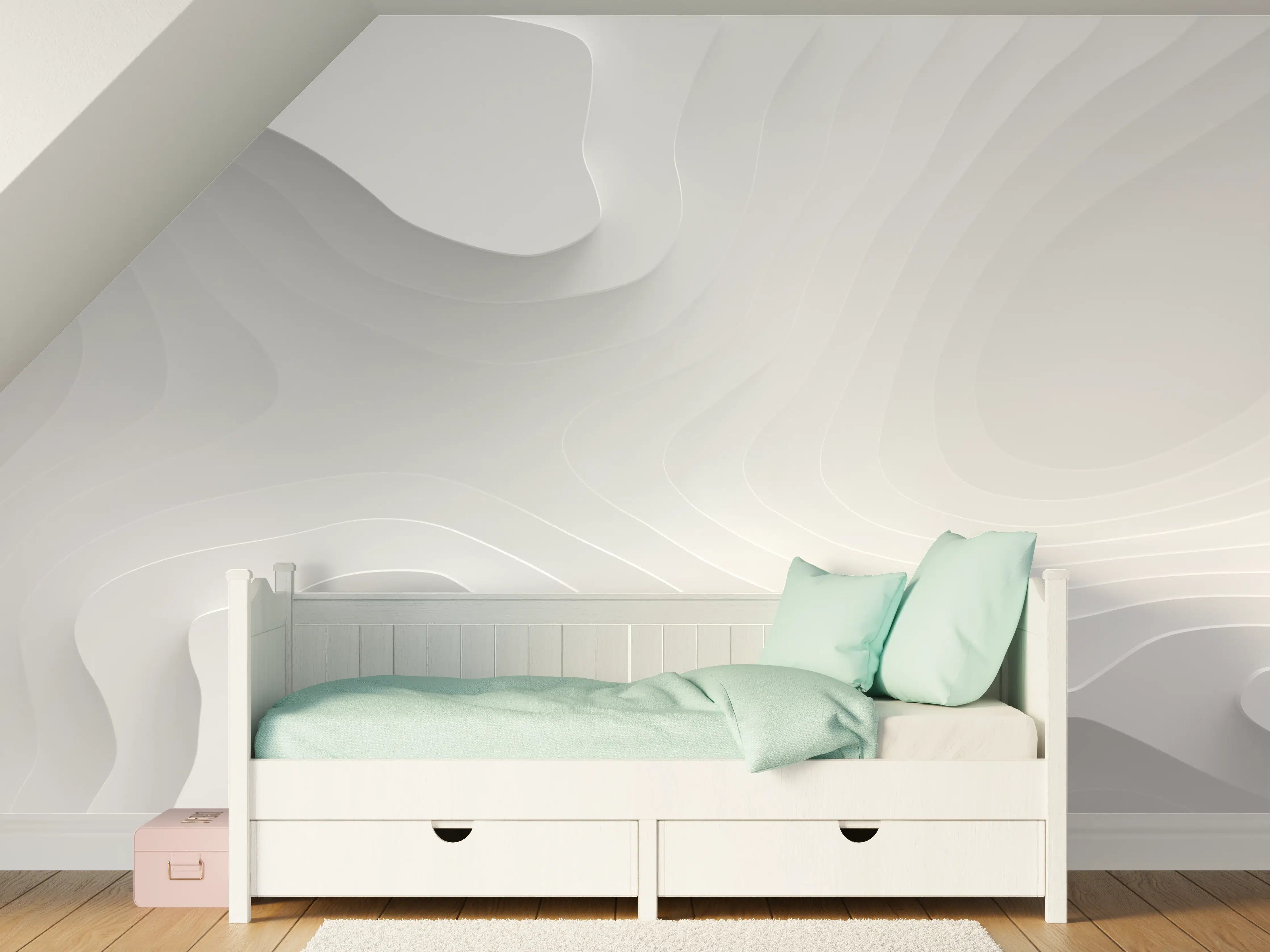 Kinderzimmer Wandgestaltung - Weiße und graue strukturierte Oberfläche