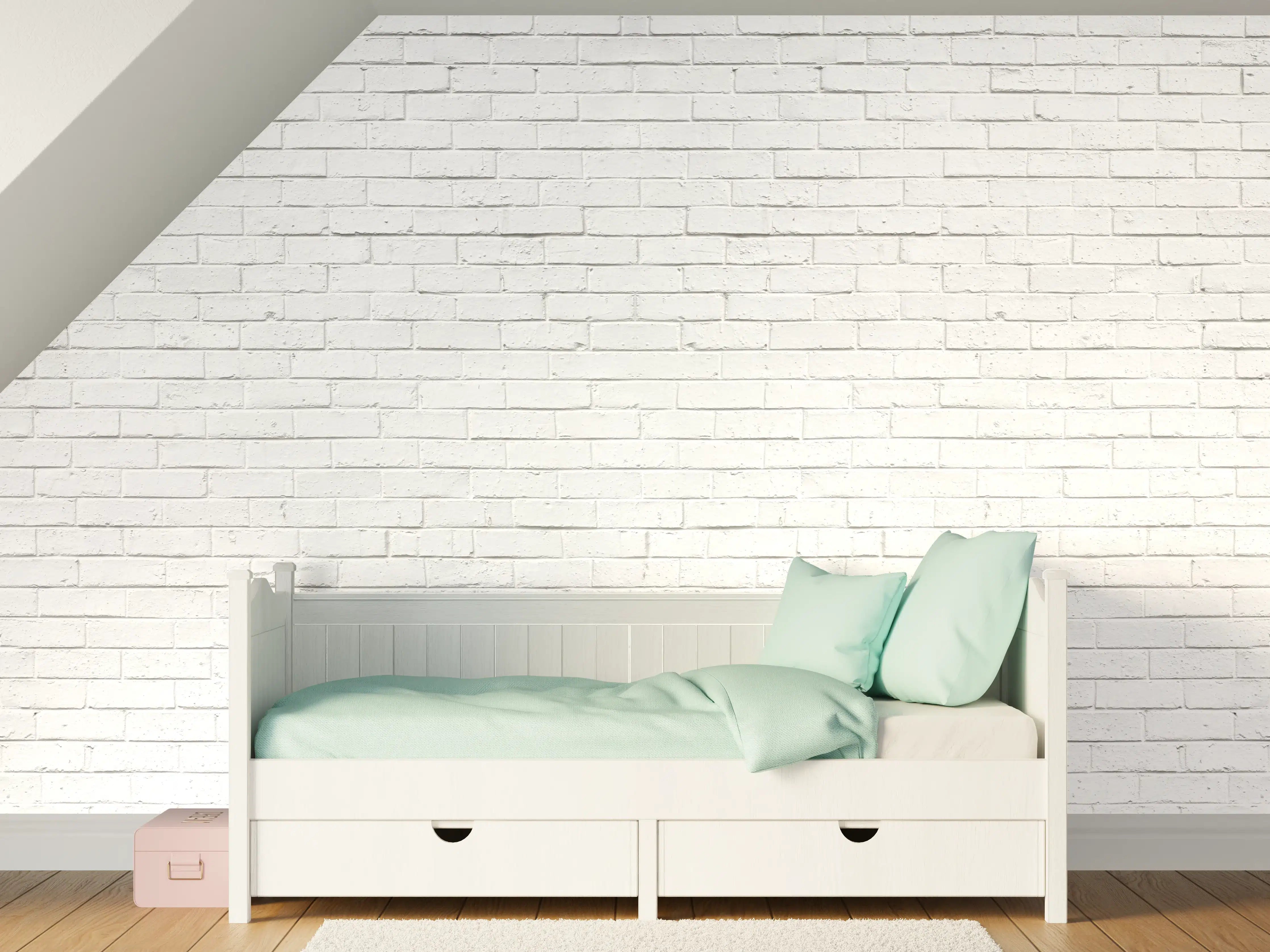Kinderzimmer Wandgestaltung - Weiße veraltete Backsteinmauer 