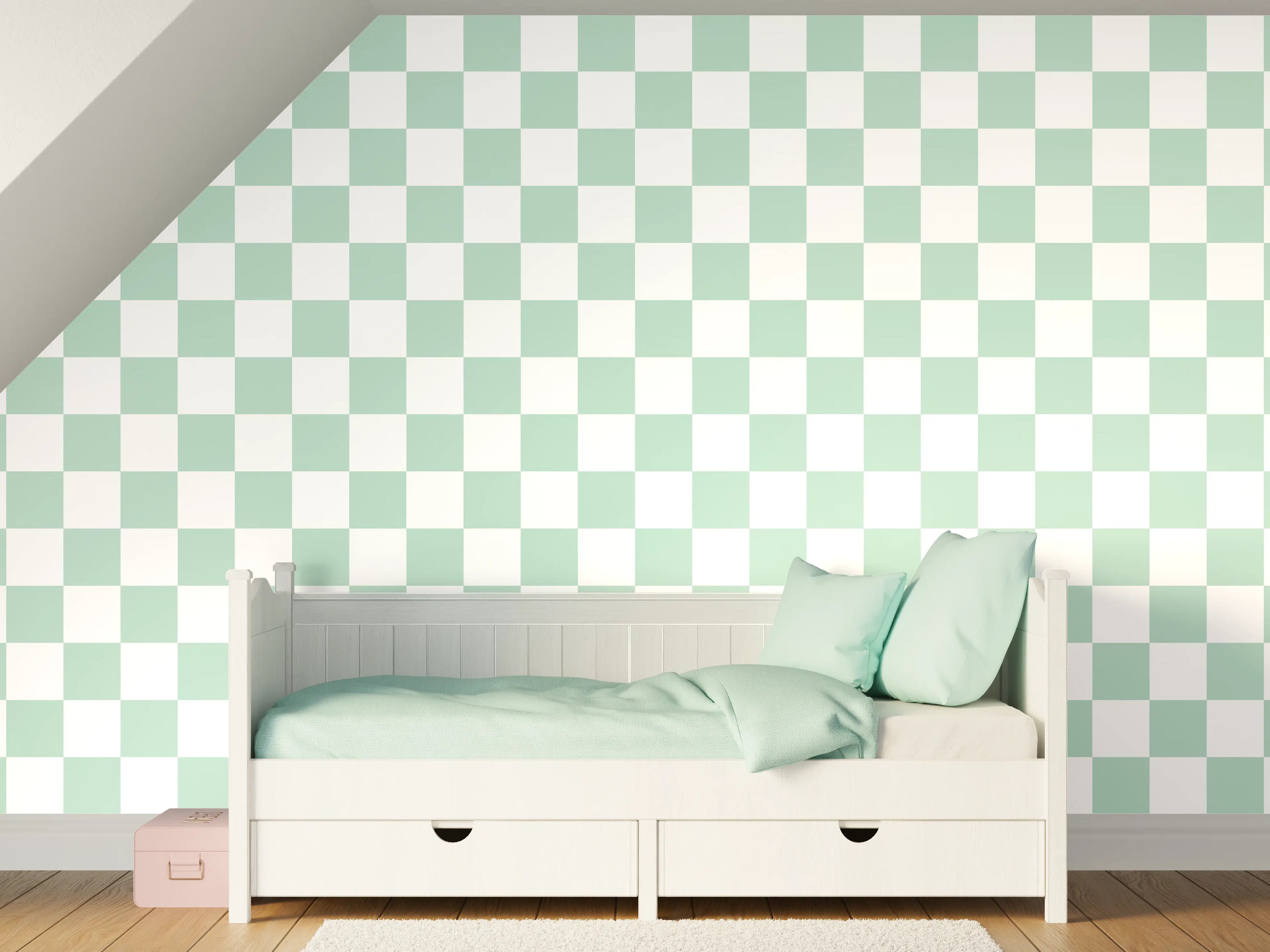 Kinderzimmer Wandgestaltung - Weiße, graue Fliesen mit moderner Struktur