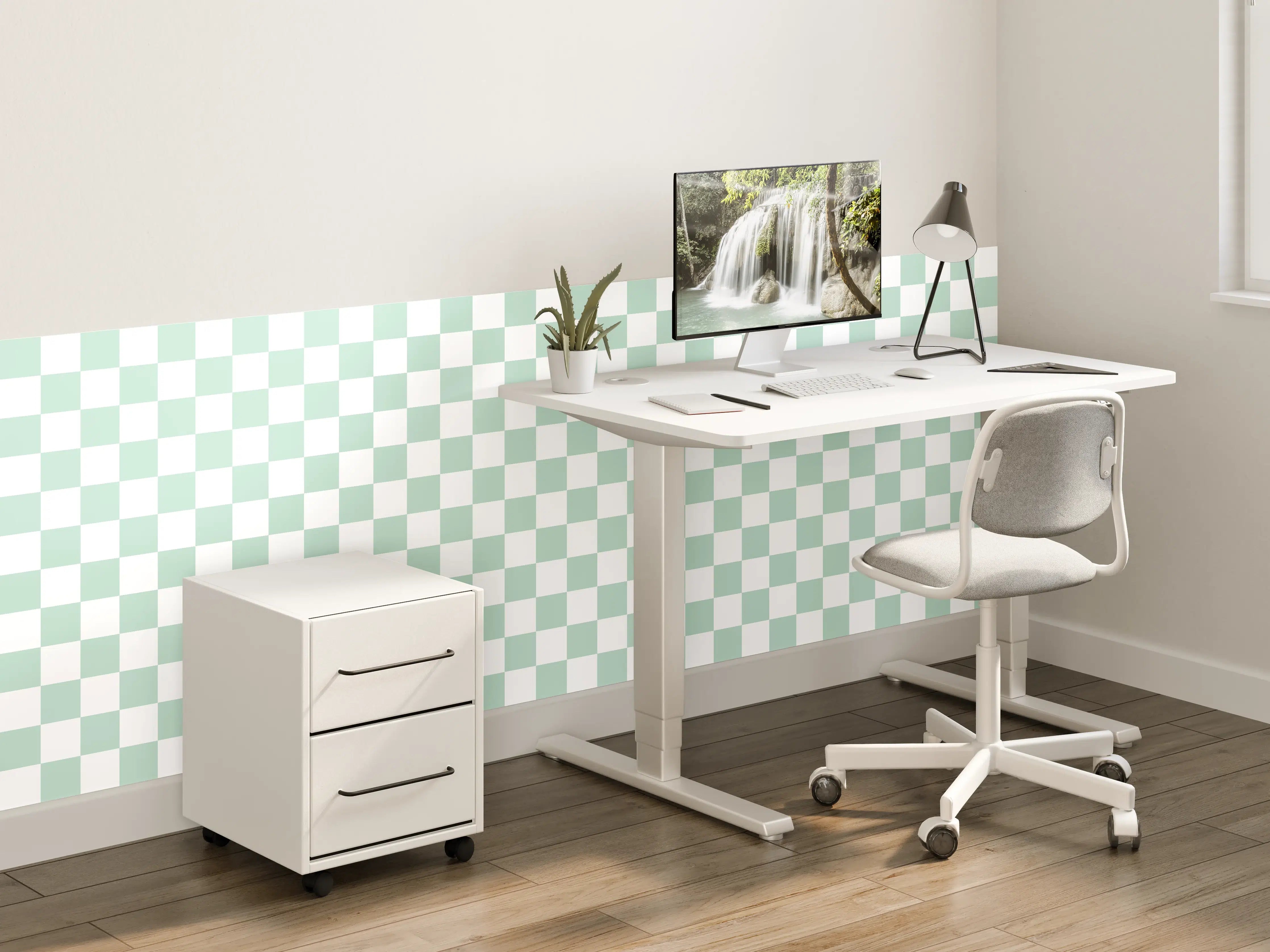 Kinderzimmer Wandgestaltung - Weiße, graue Fliesen mit moderner Struktur