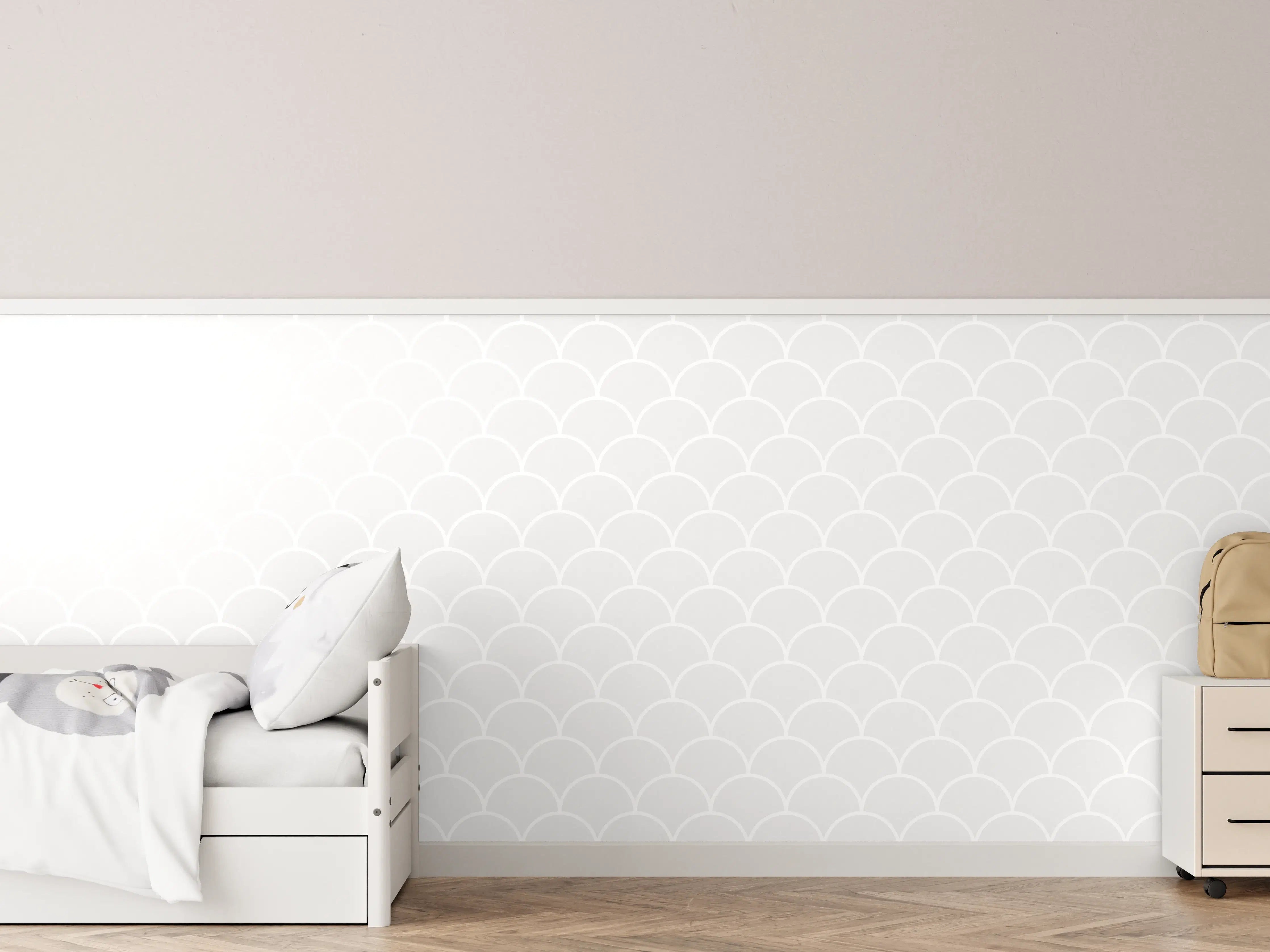 Kinderzimmer Wandgestaltung - Weiße, graue Symmetrie-Perle