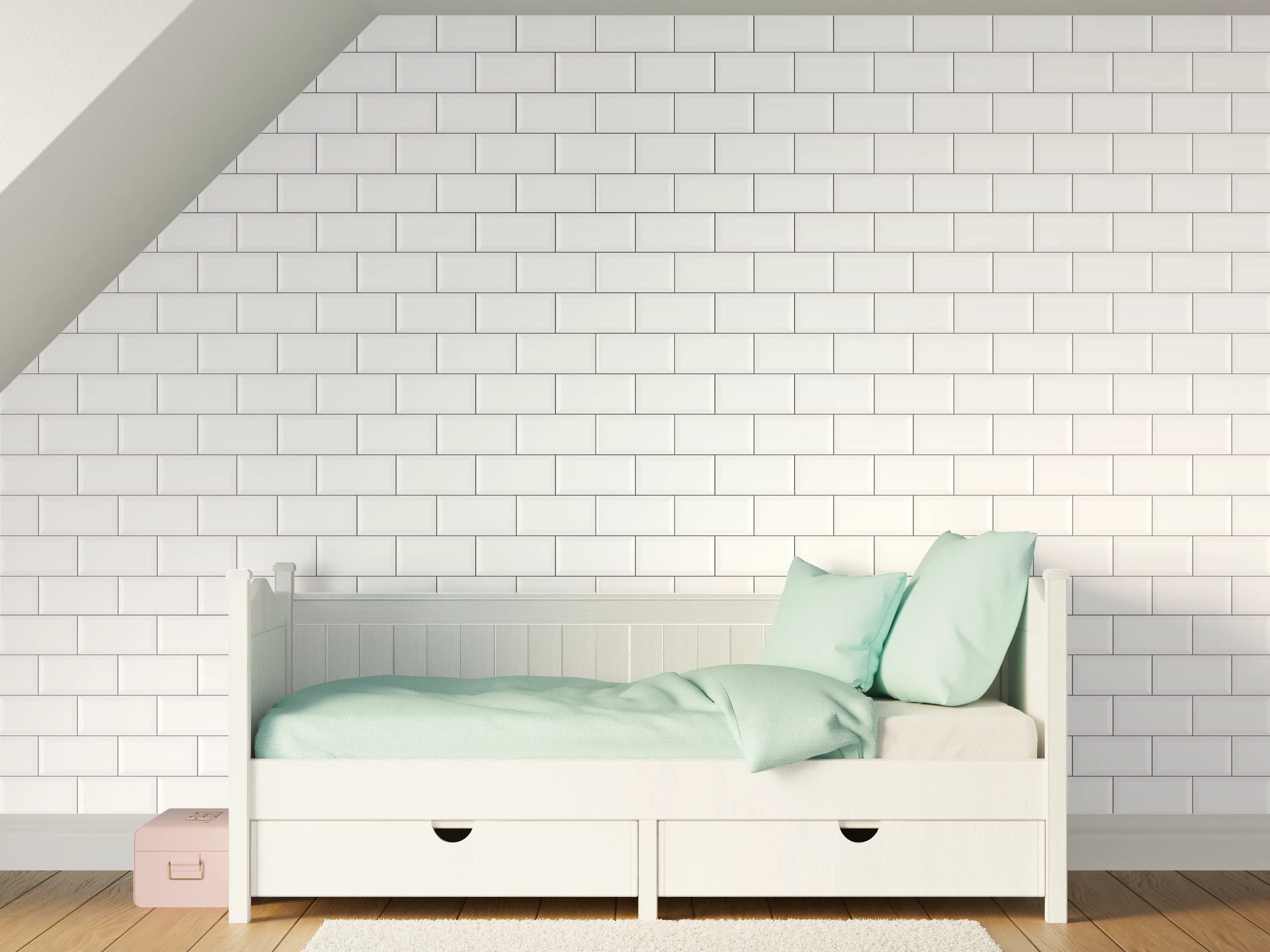 Kinderzimmer Wandgestaltung - Weißer Backstein Wandtextur
