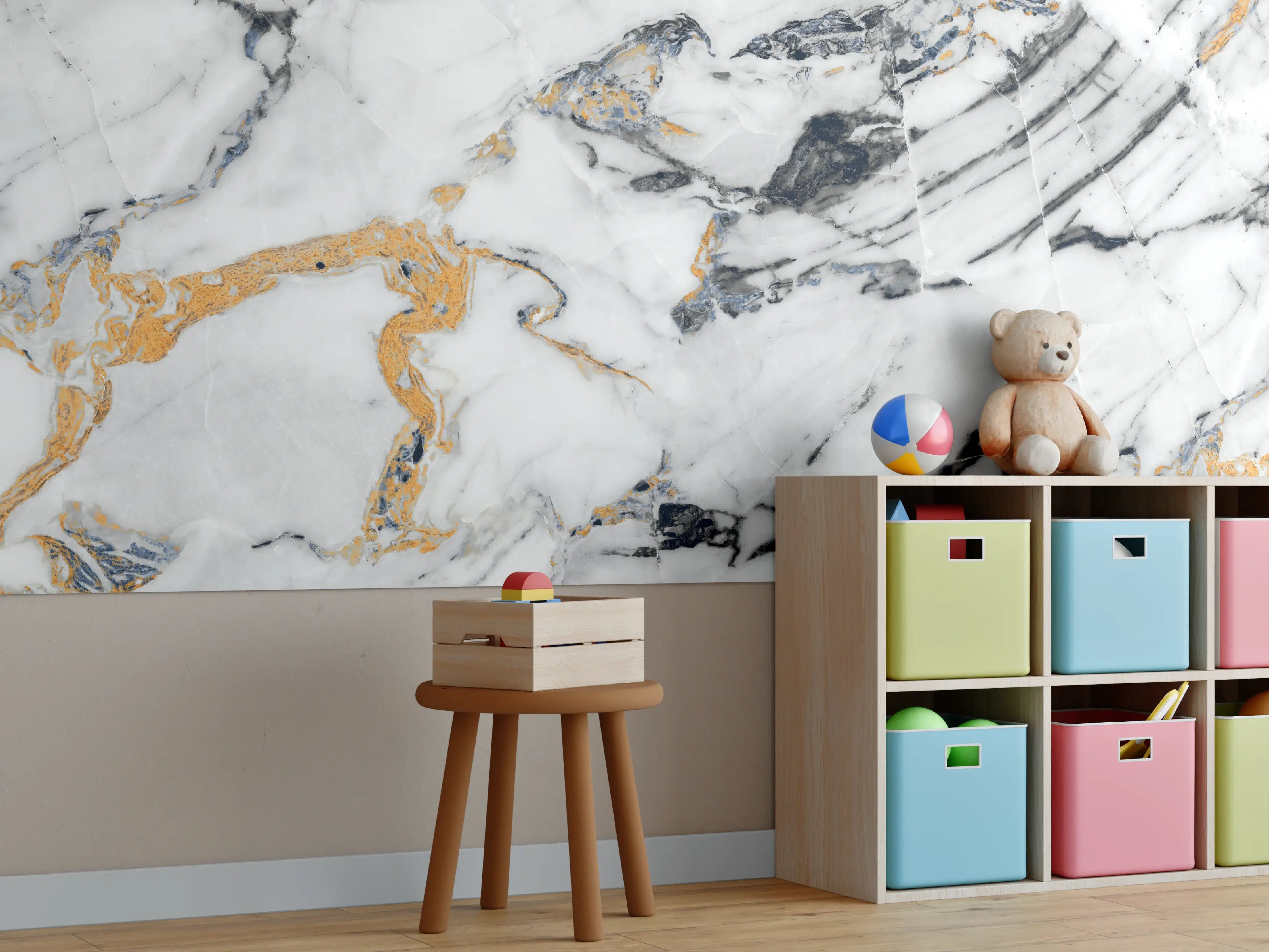 Kinderzimmer Wandgestaltung - Weißer Carrara Statuario Marmor