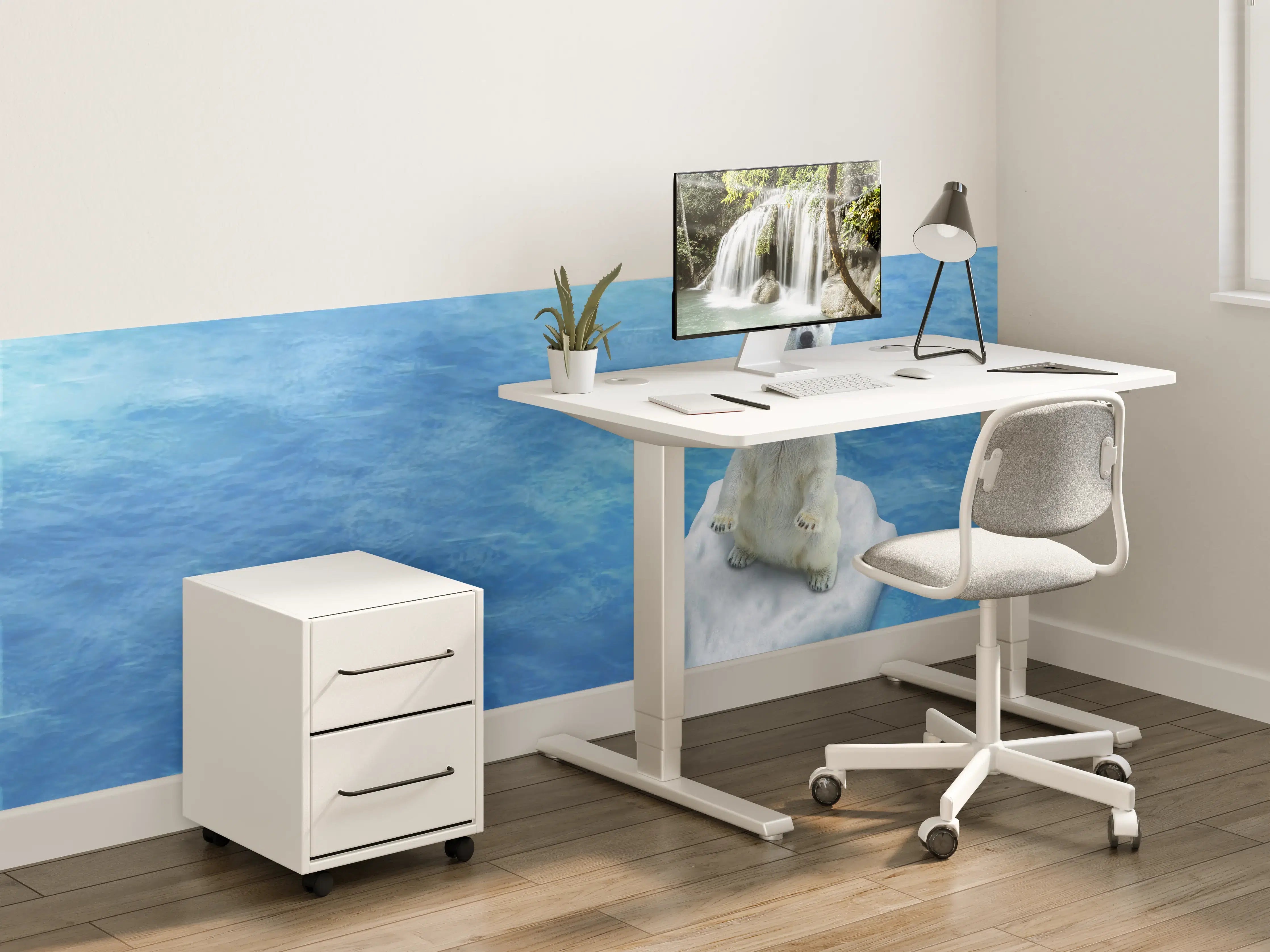 Kinderzimmer Wandgestaltung - Weißer Eisbär treibend auf Eisscholle