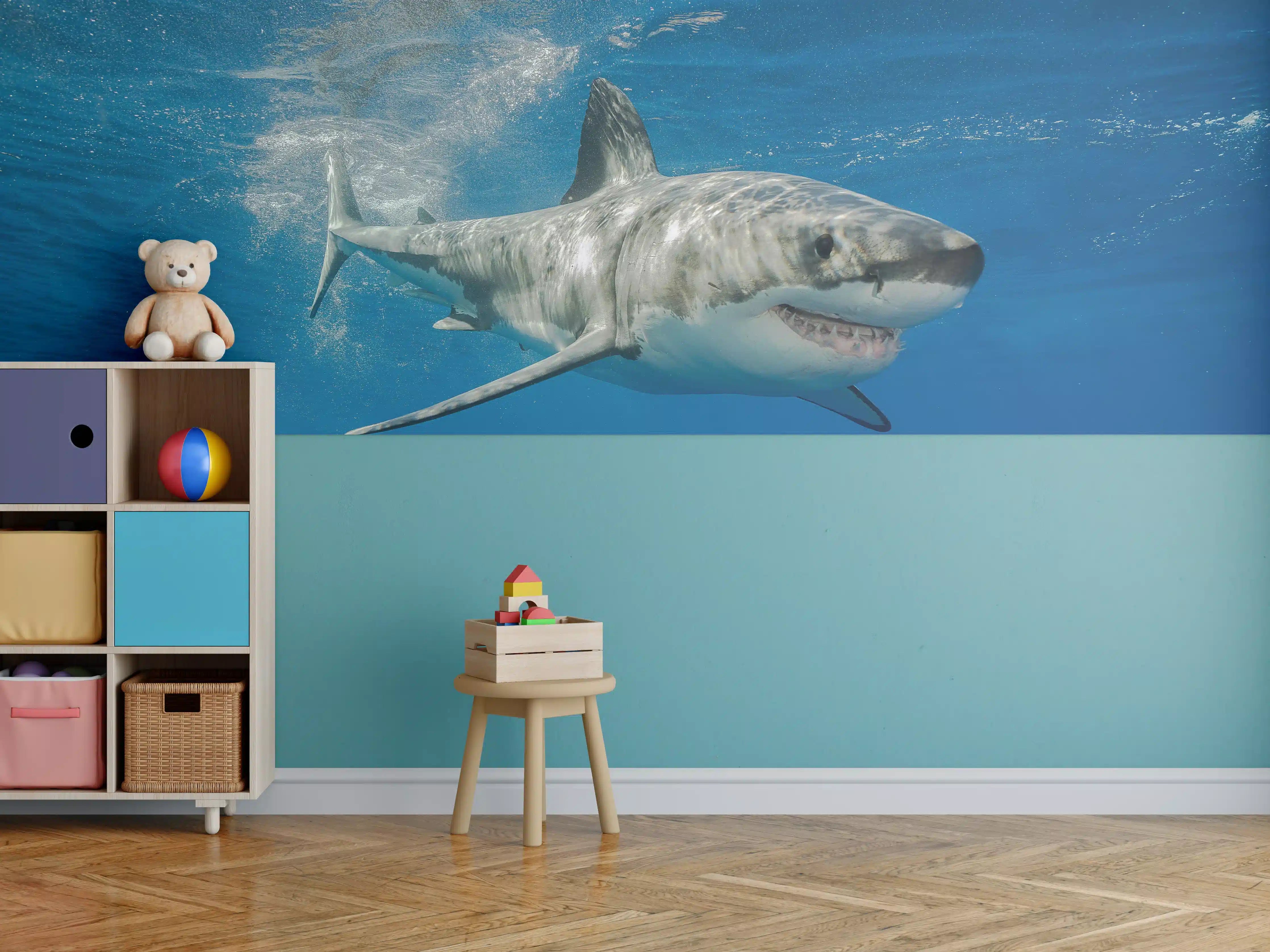 Kinderzimmer Wandgestaltung - Weißer Hai in Unterwasseransicht