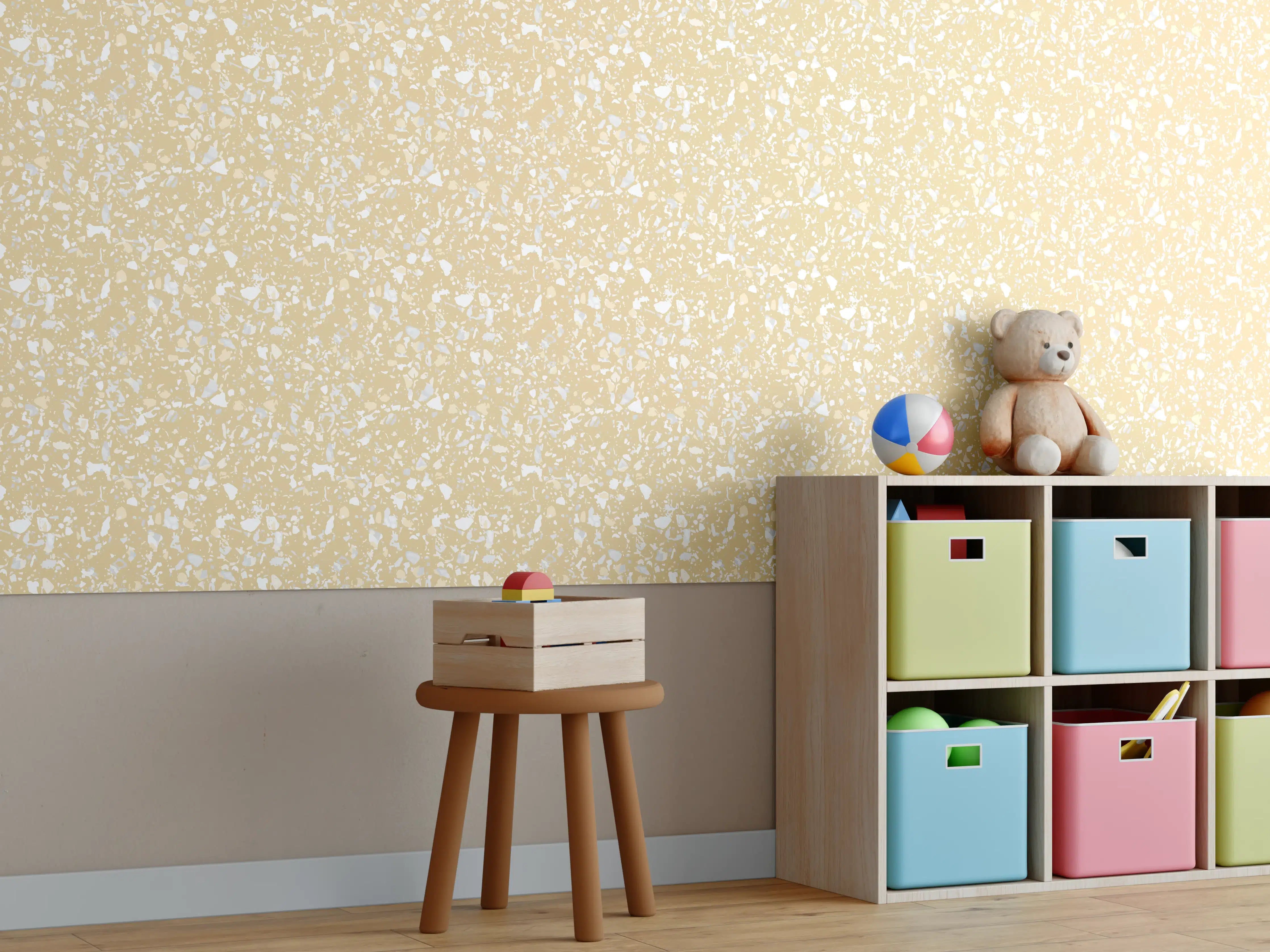 Kinderzimmer Wandgestaltung - Weißer Marmortextur mit dezenten Graunuancen