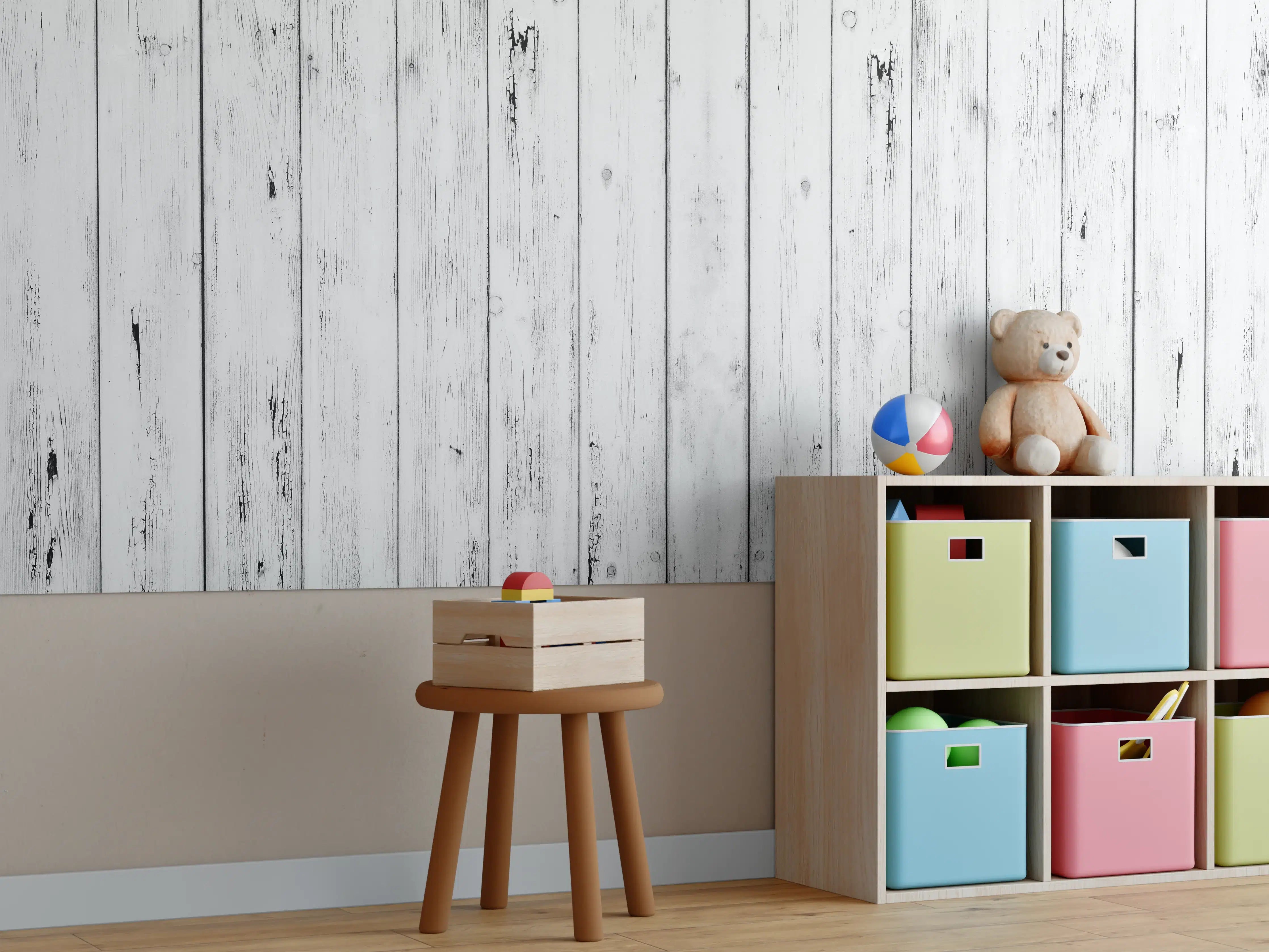 Kinderzimmer Wandgestaltung - Weißer Vintage Holzhintergrund