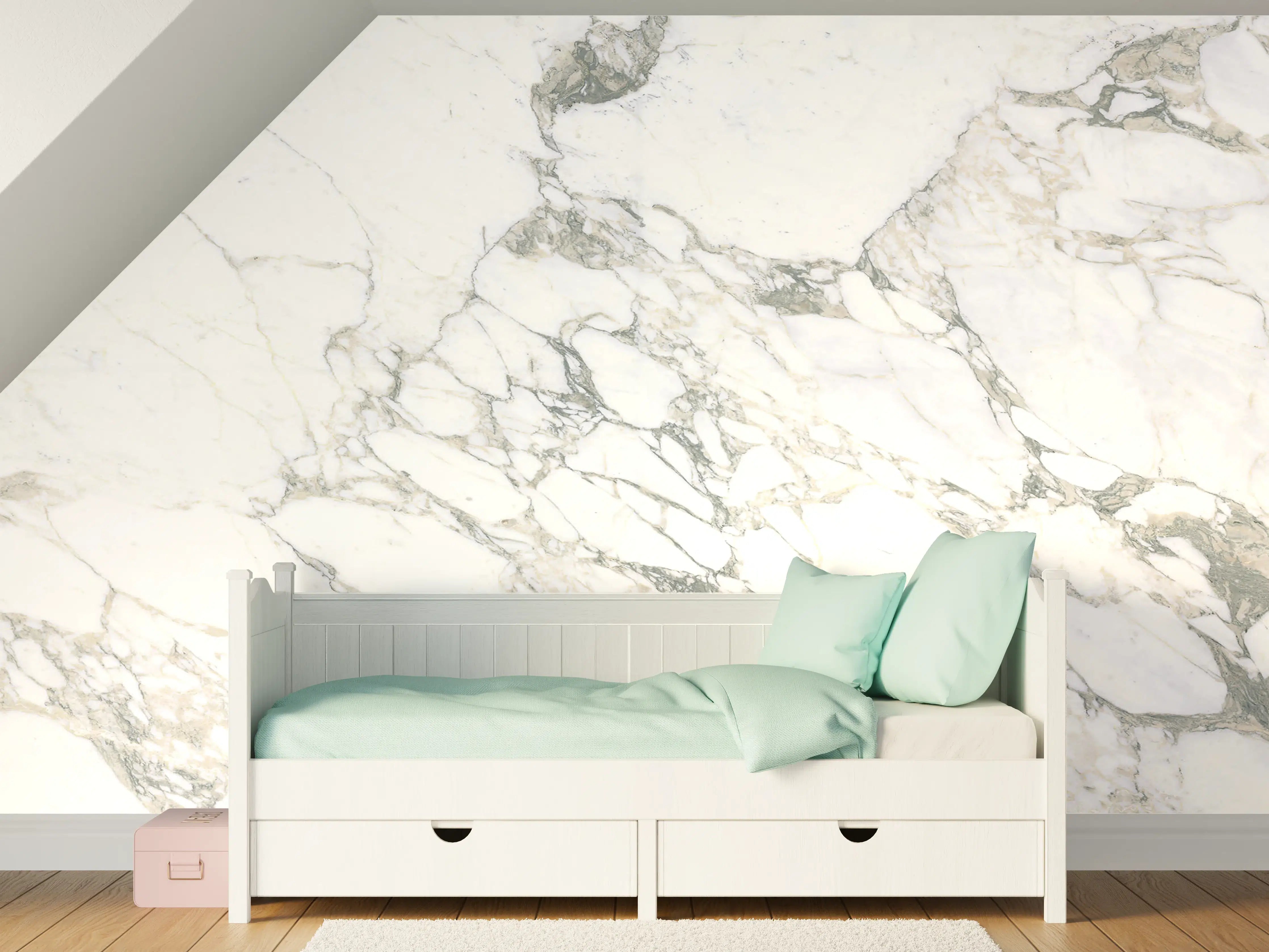 Kinderzimmer Wandgestaltung - Weißer brüchiger Marmor