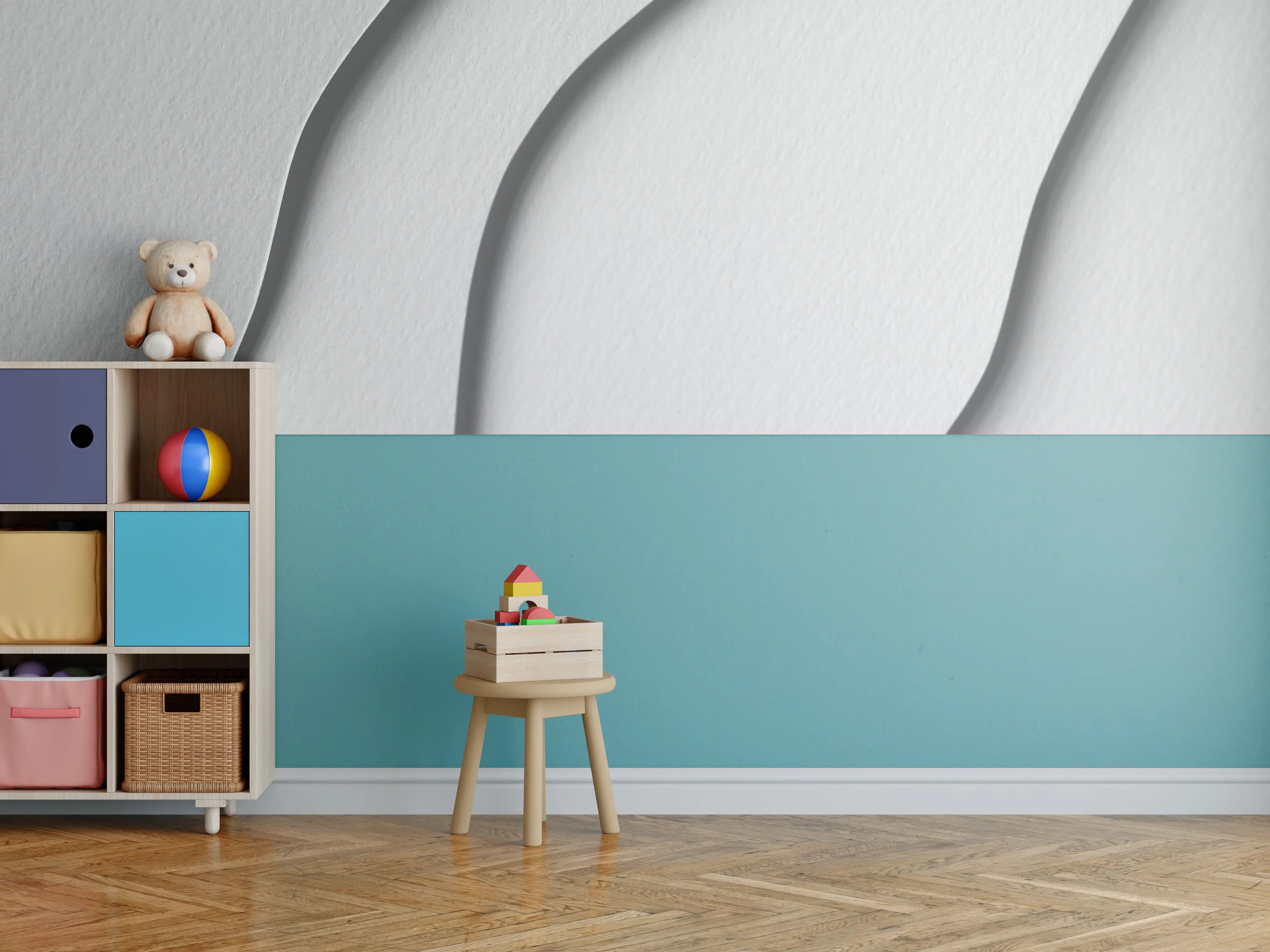 Kinderzimmer Wandgestaltung - Weißes Abstraktes Linien Spiel