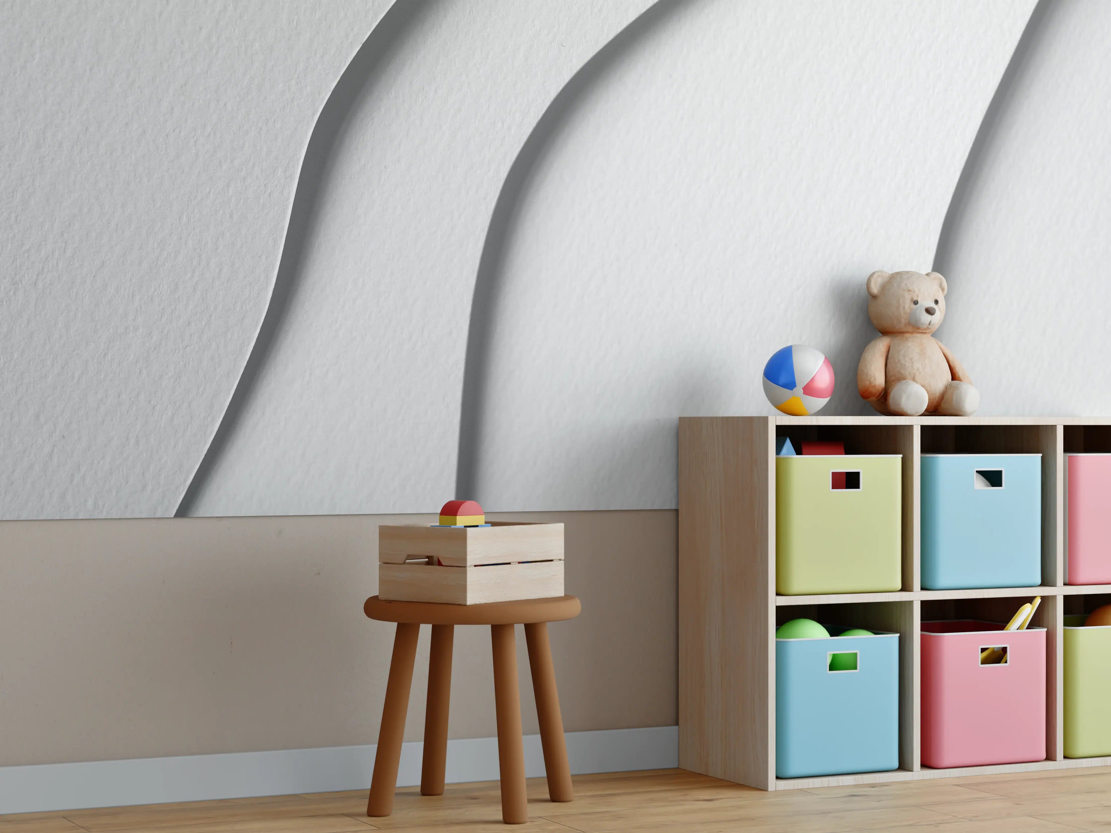 Kinderzimmer Wandgestaltung - Weißes Abstraktes Linien Spiel