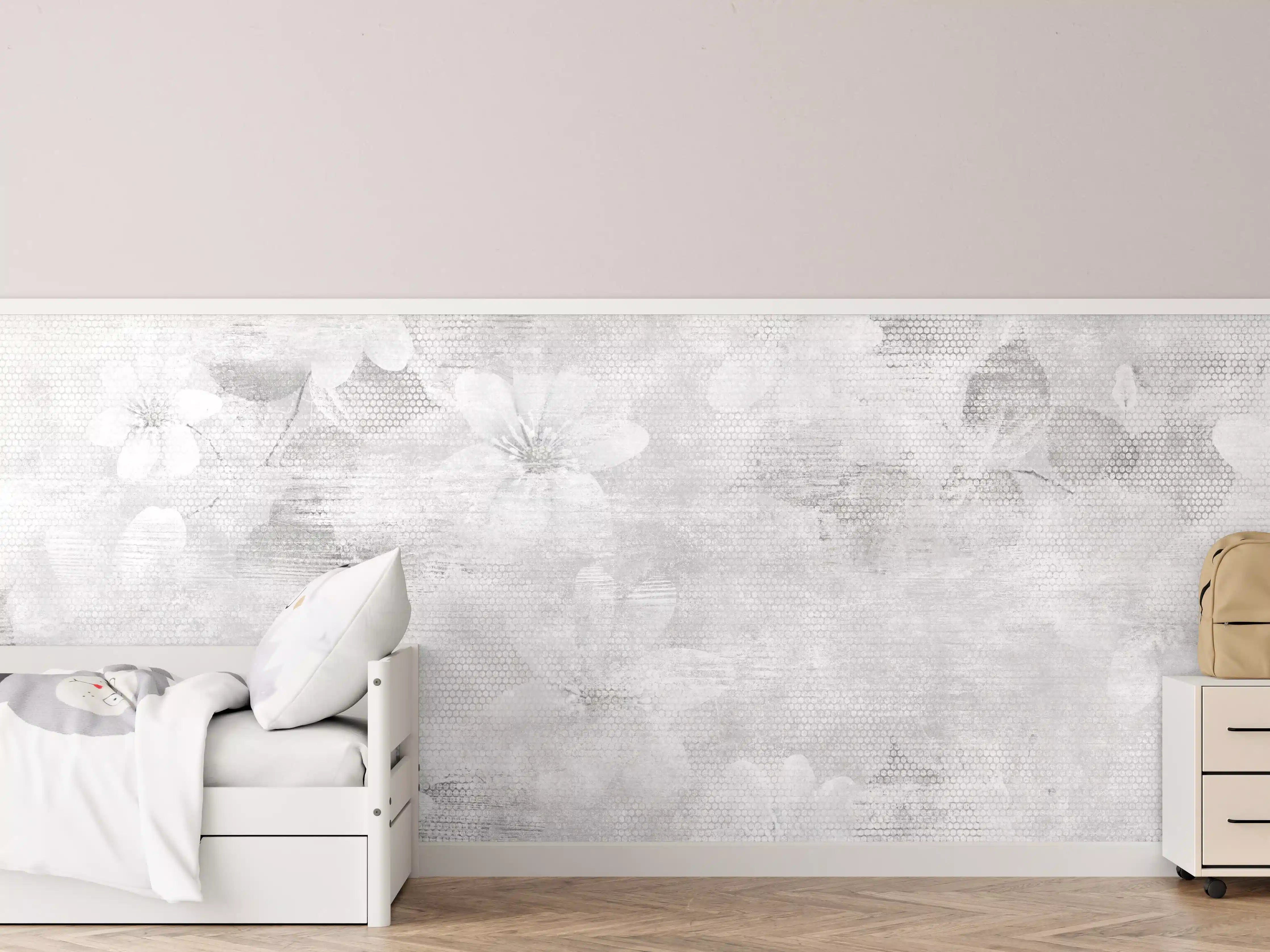 Kinderzimmer Wandgestaltung - Weißes Blumen Muster - Floral