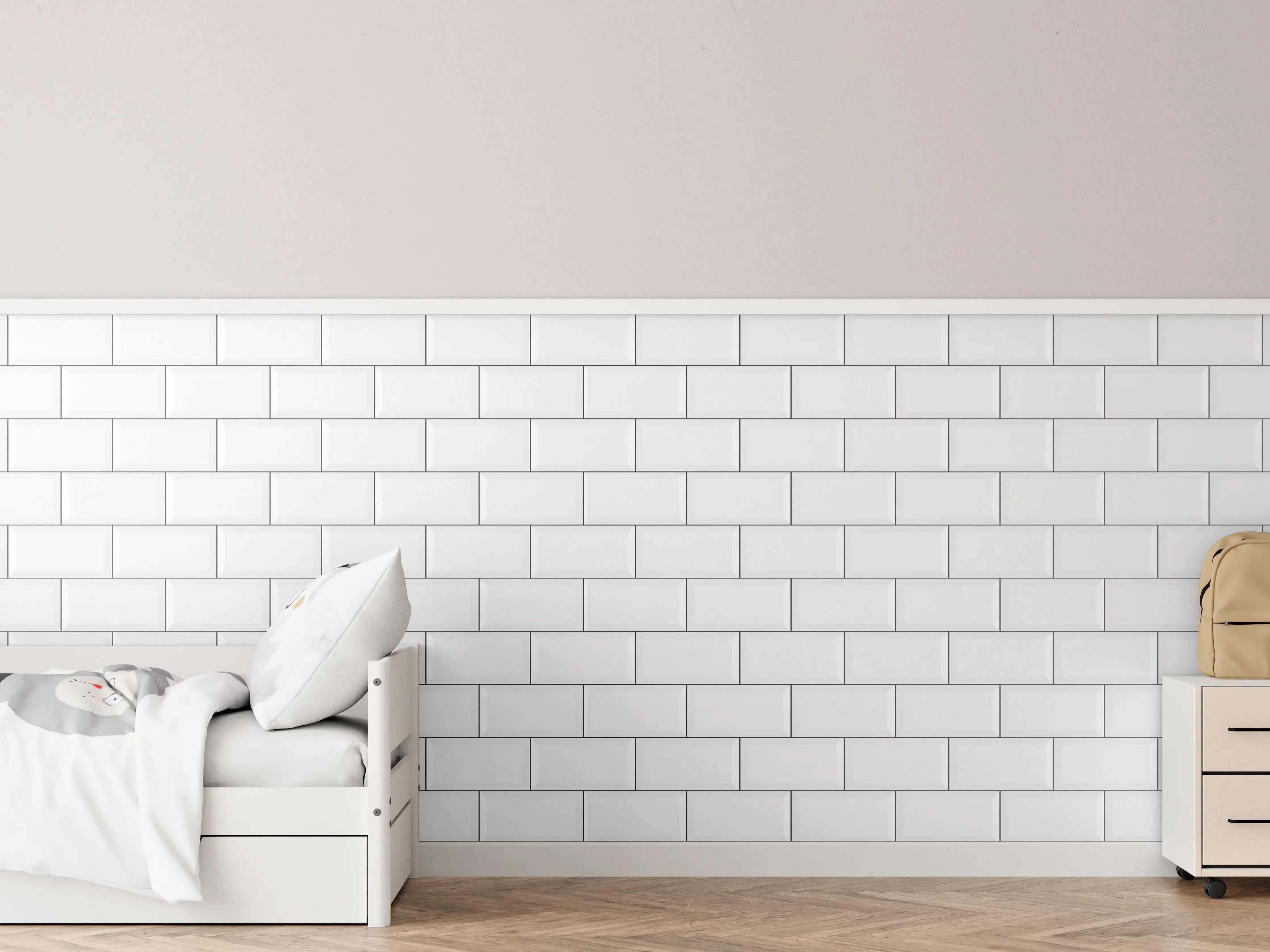 Kinderzimmer Wandgestaltung - Weißes Mauerwerk-Design