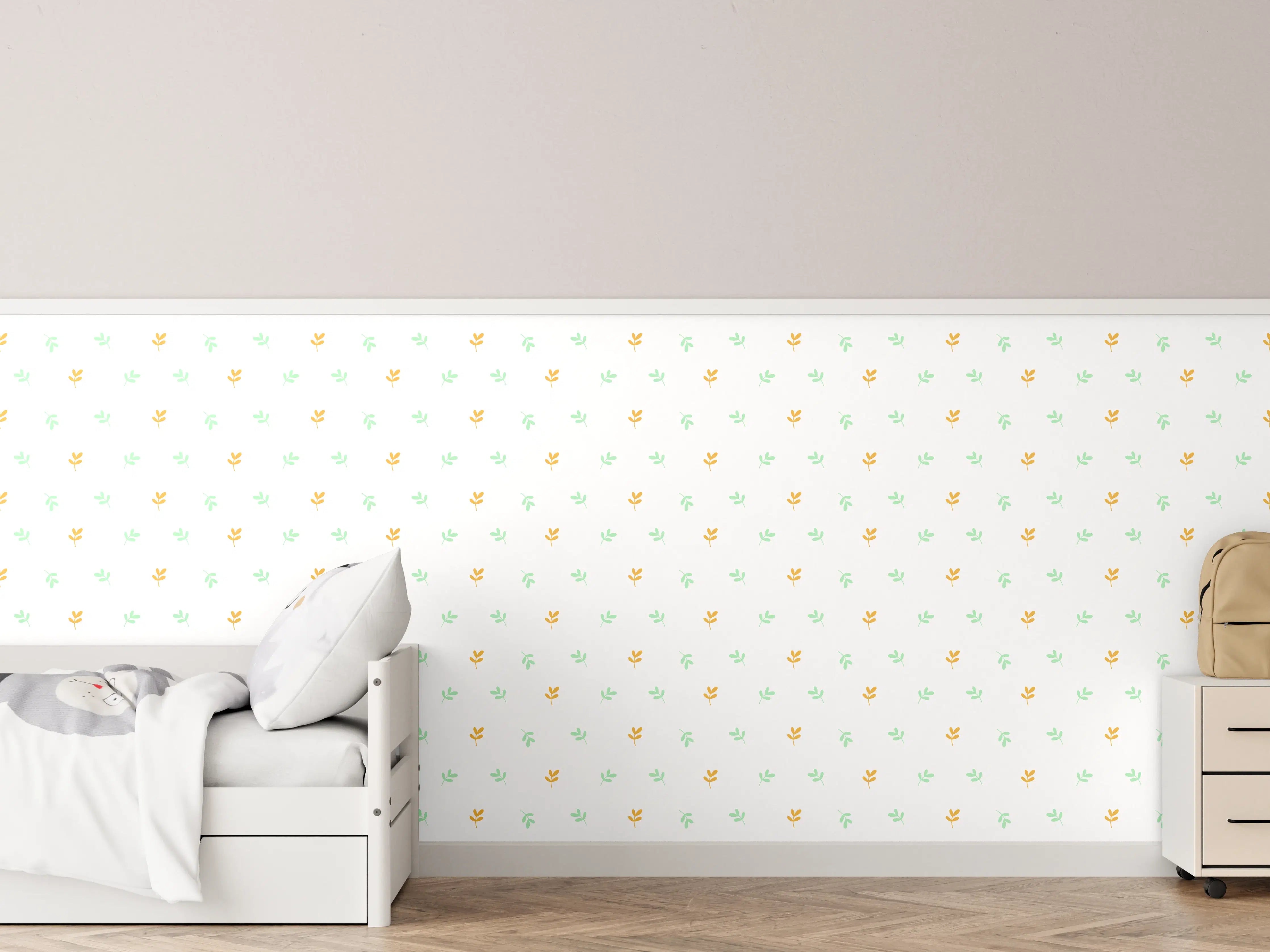 Kinderzimmer Wandgestaltung - Weißes Wanddesign mit zartem Muster