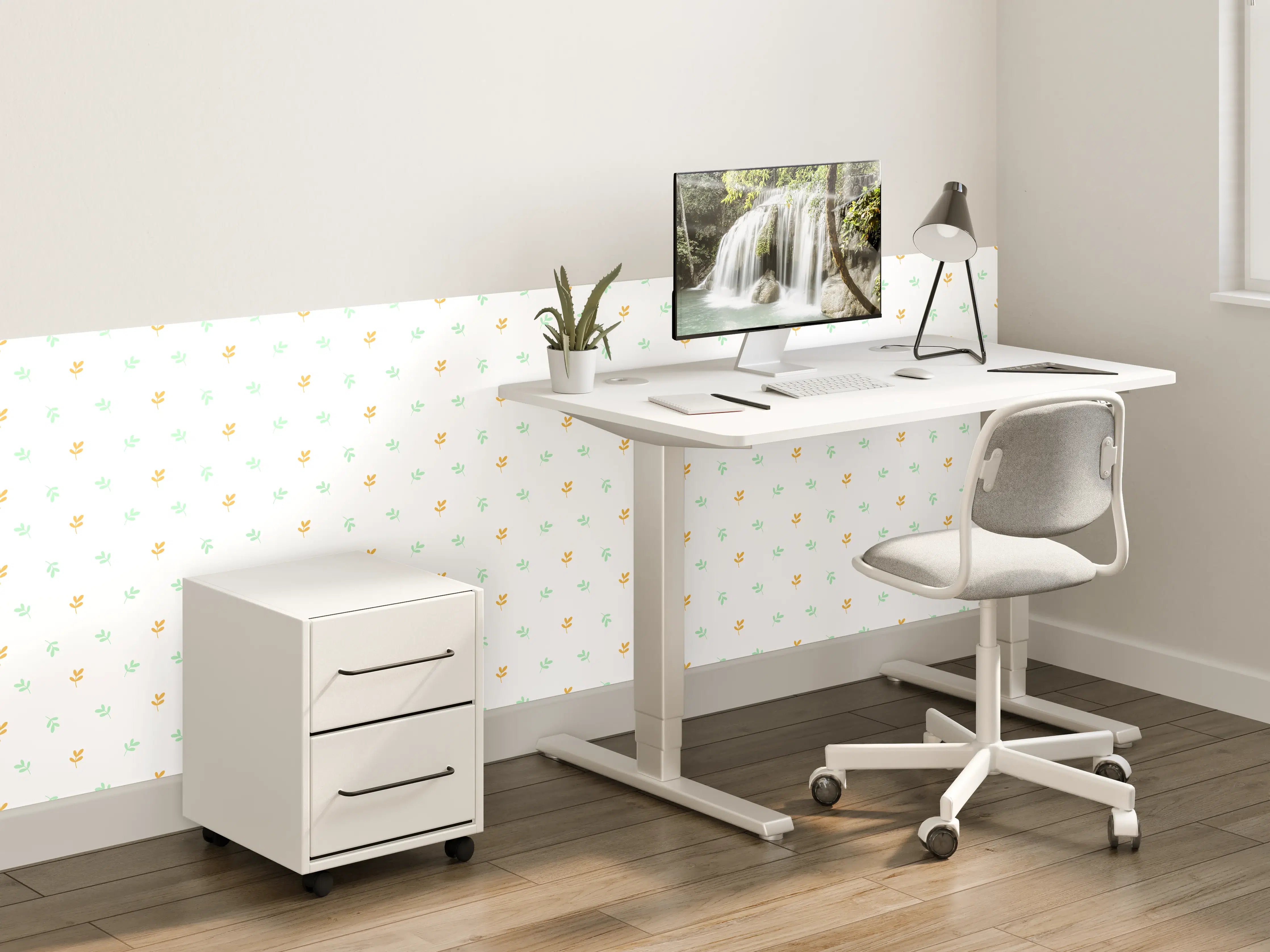 Kinderzimmer Wandgestaltung - Weißes Wanddesign mit zartem Muster