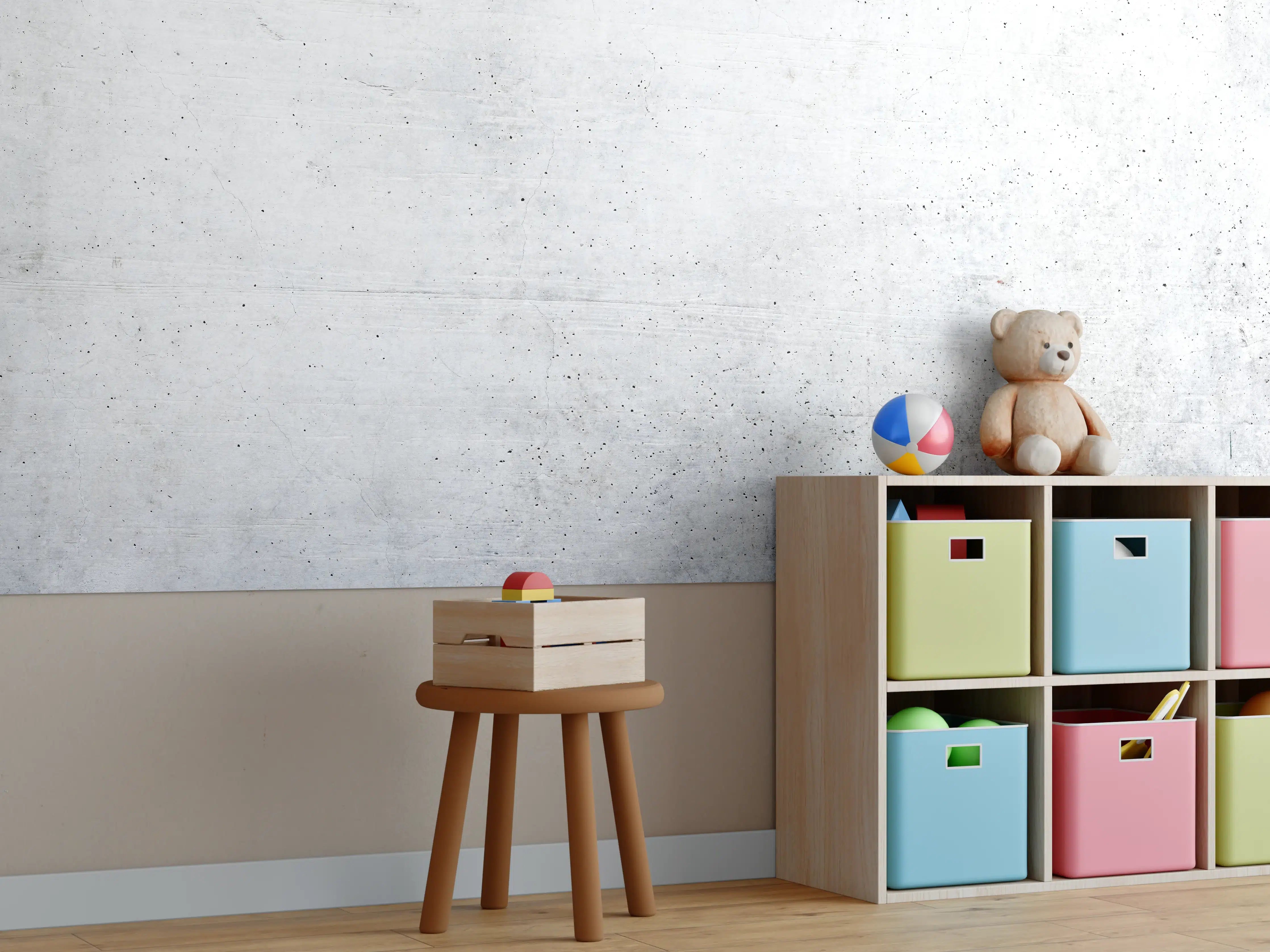 Kinderzimmer Wandgestaltung - Weißes Zement Design