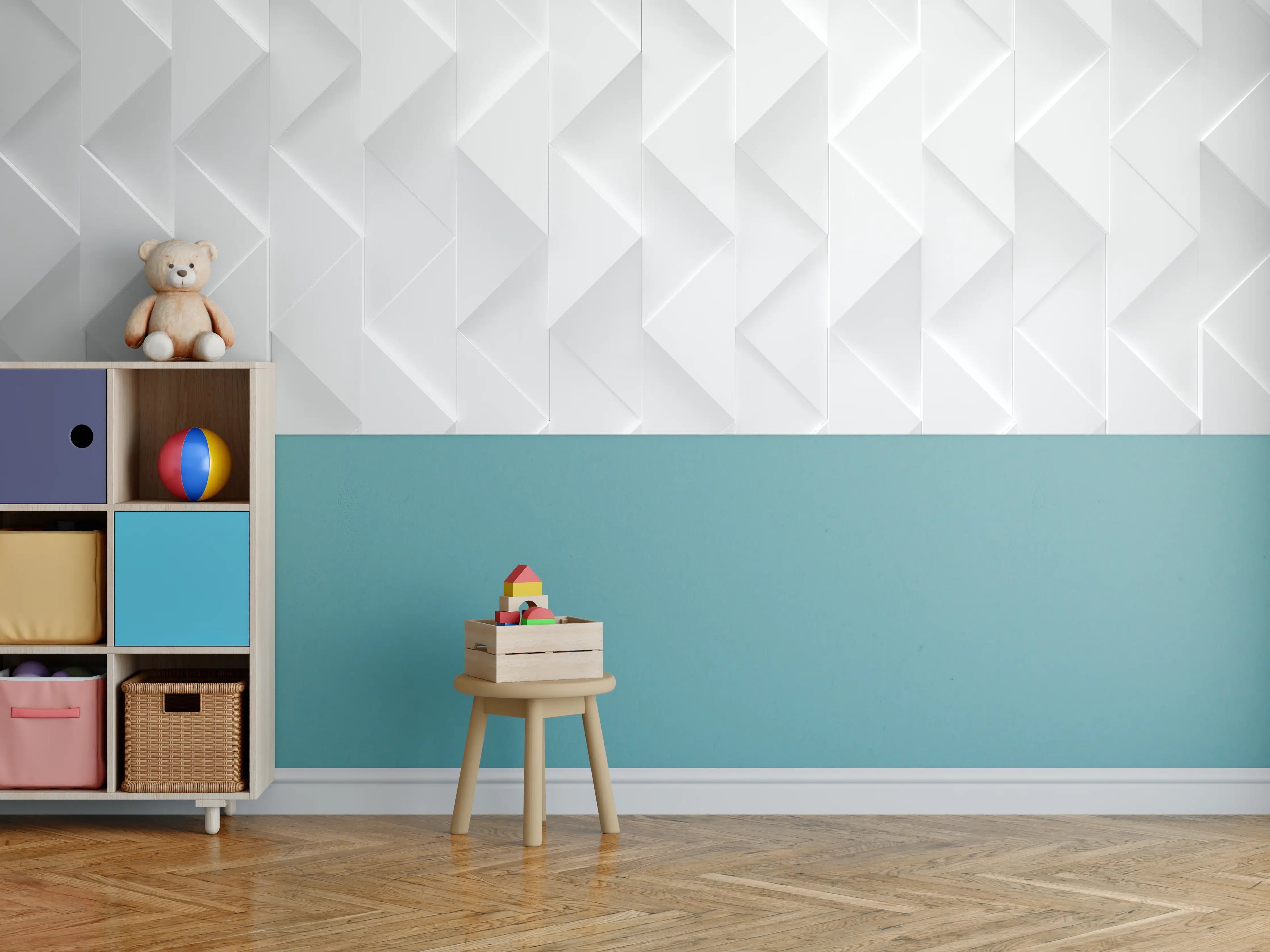 Kinderzimmer Wandgestaltung - Weißes futuristisches Muster
