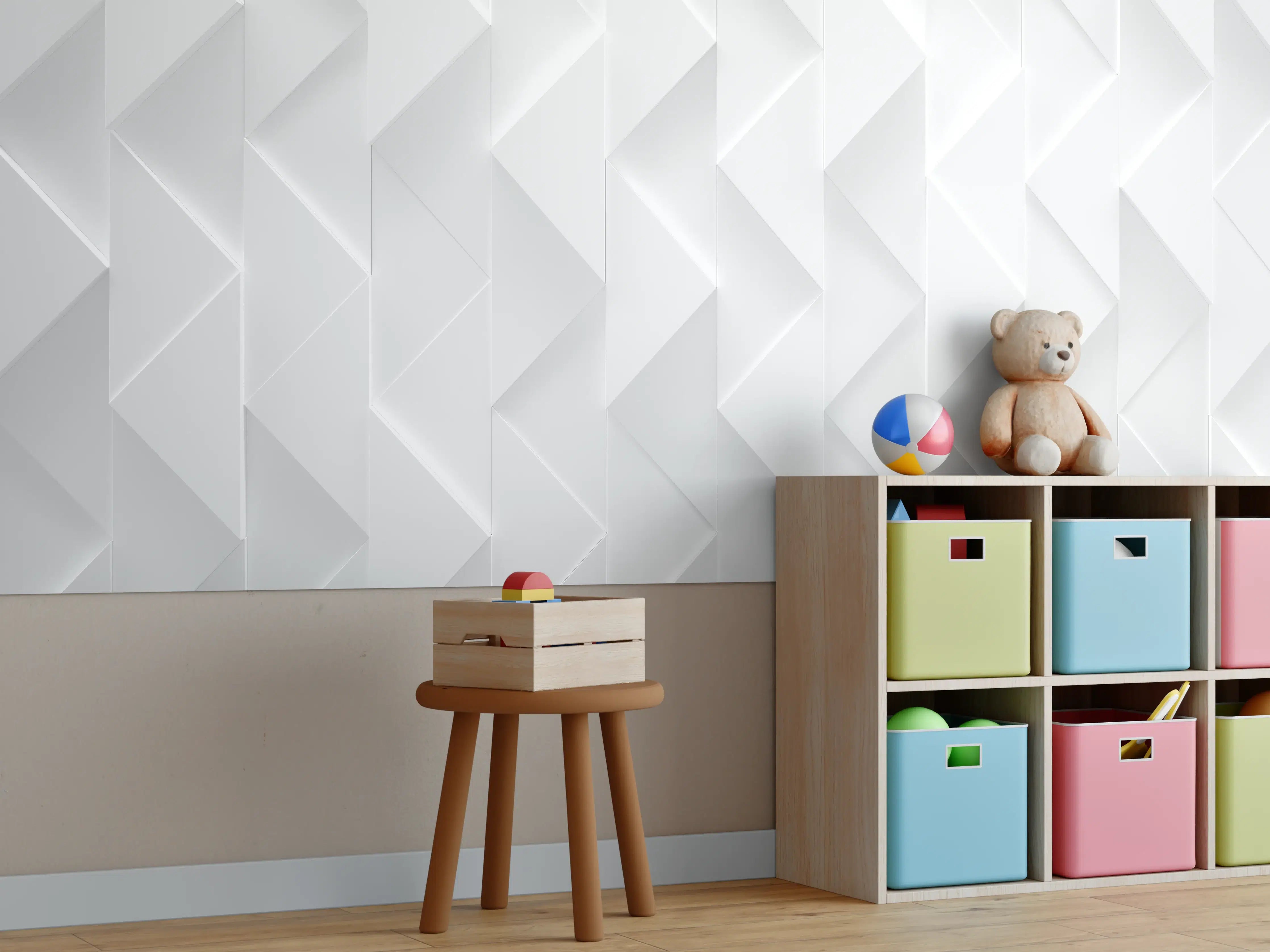Kinderzimmer Wandgestaltung - Weißes futuristisches Muster