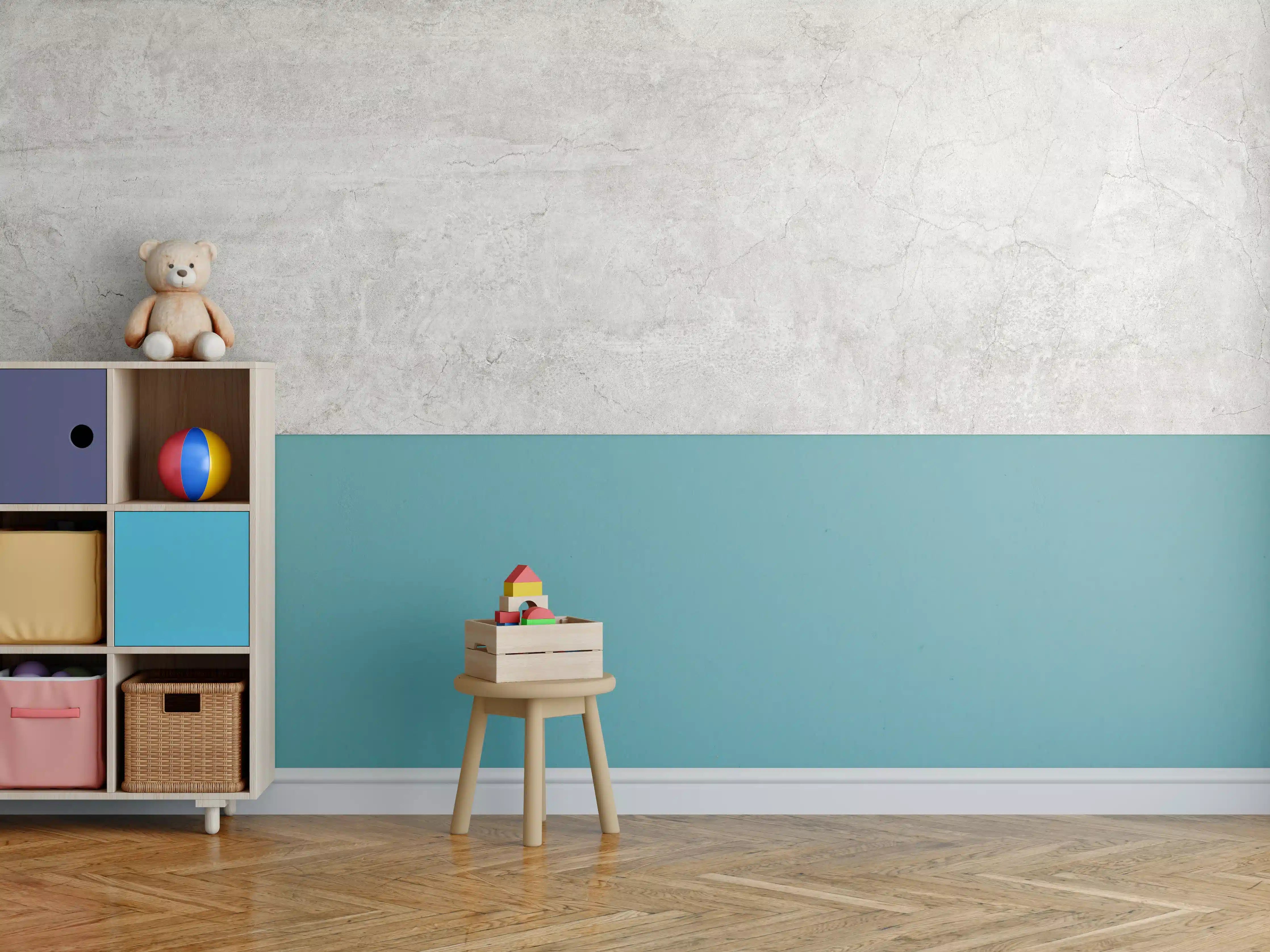Kinderzimmer Wandgestaltung - Weißliche Zement Textur 