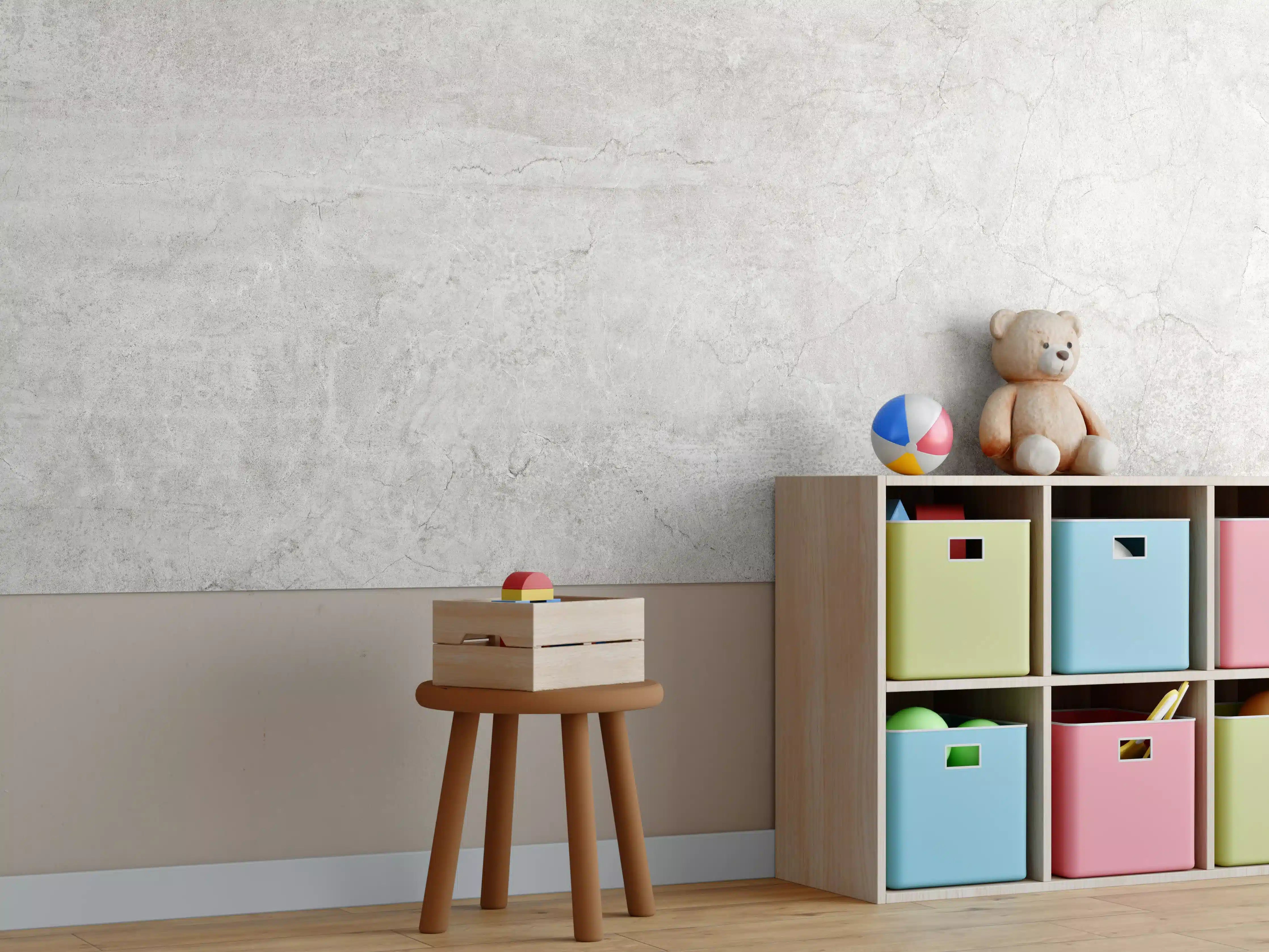 Kinderzimmer Wandgestaltung - Weißliche Zement Textur 