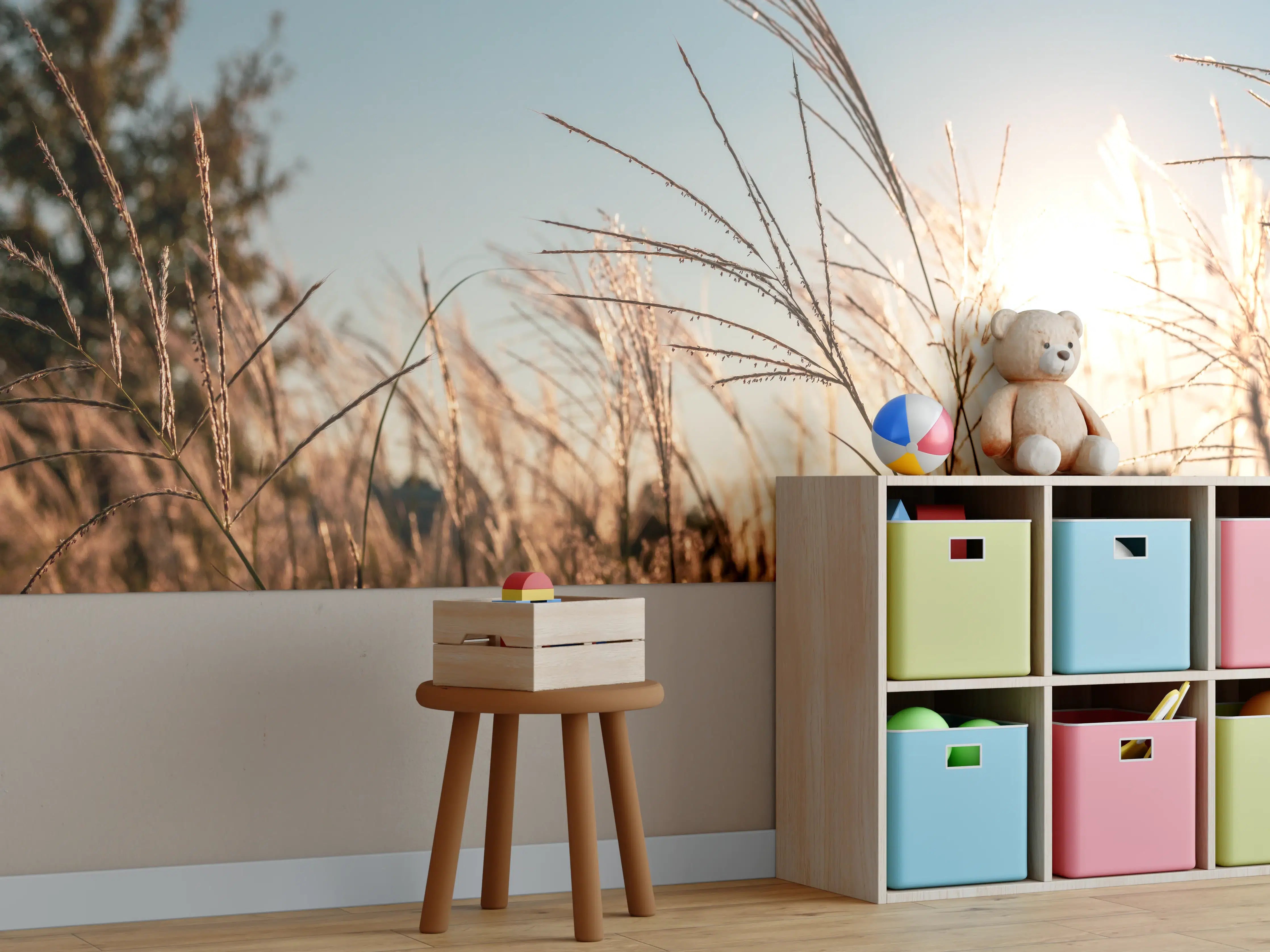 Kinderzimmer Wandgestaltung - Weizenfeld in der Sonne