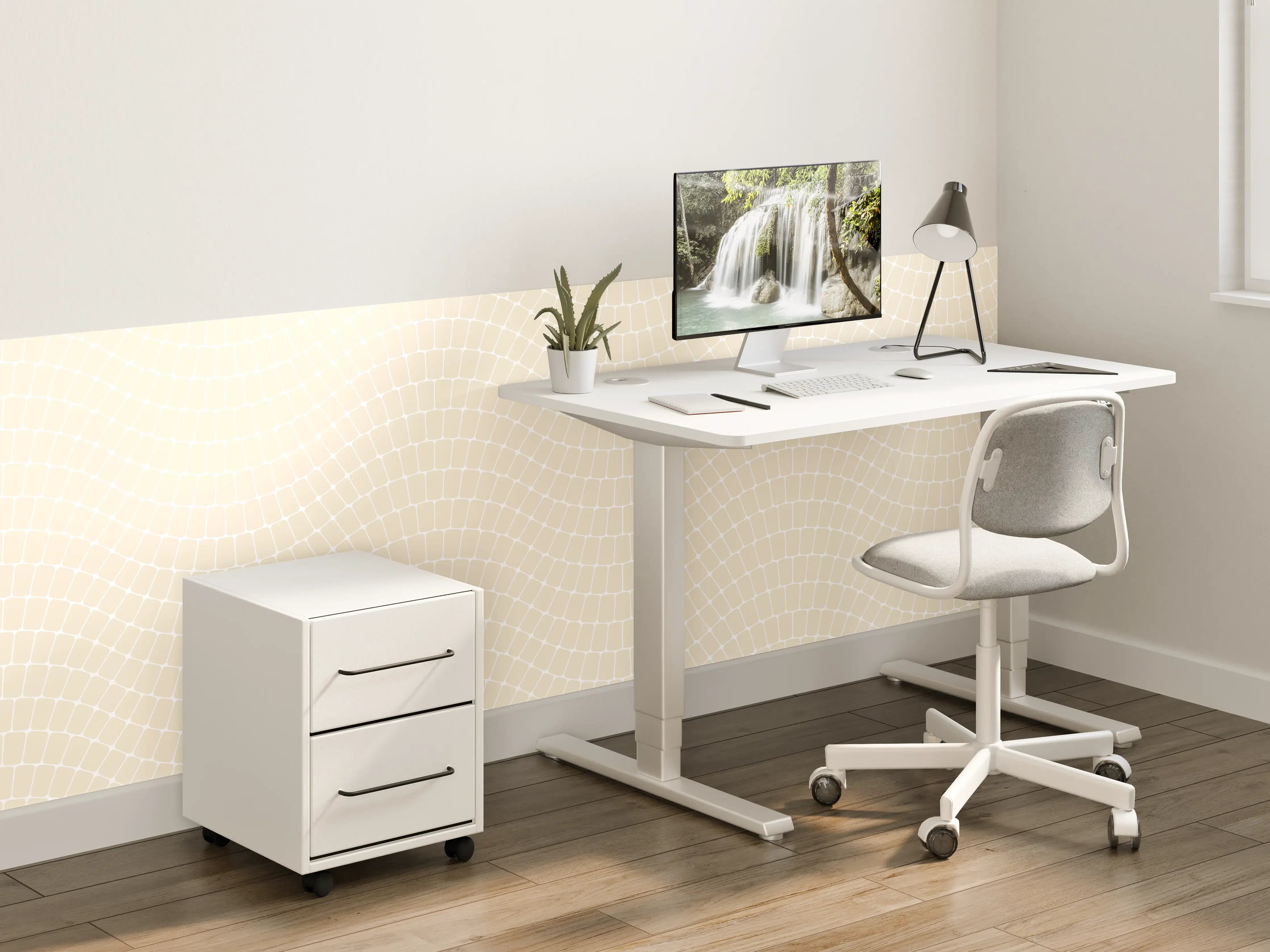 Kinderzimmer Wandgestaltung - Wellen in Creme: Elegante Wandgestaltung