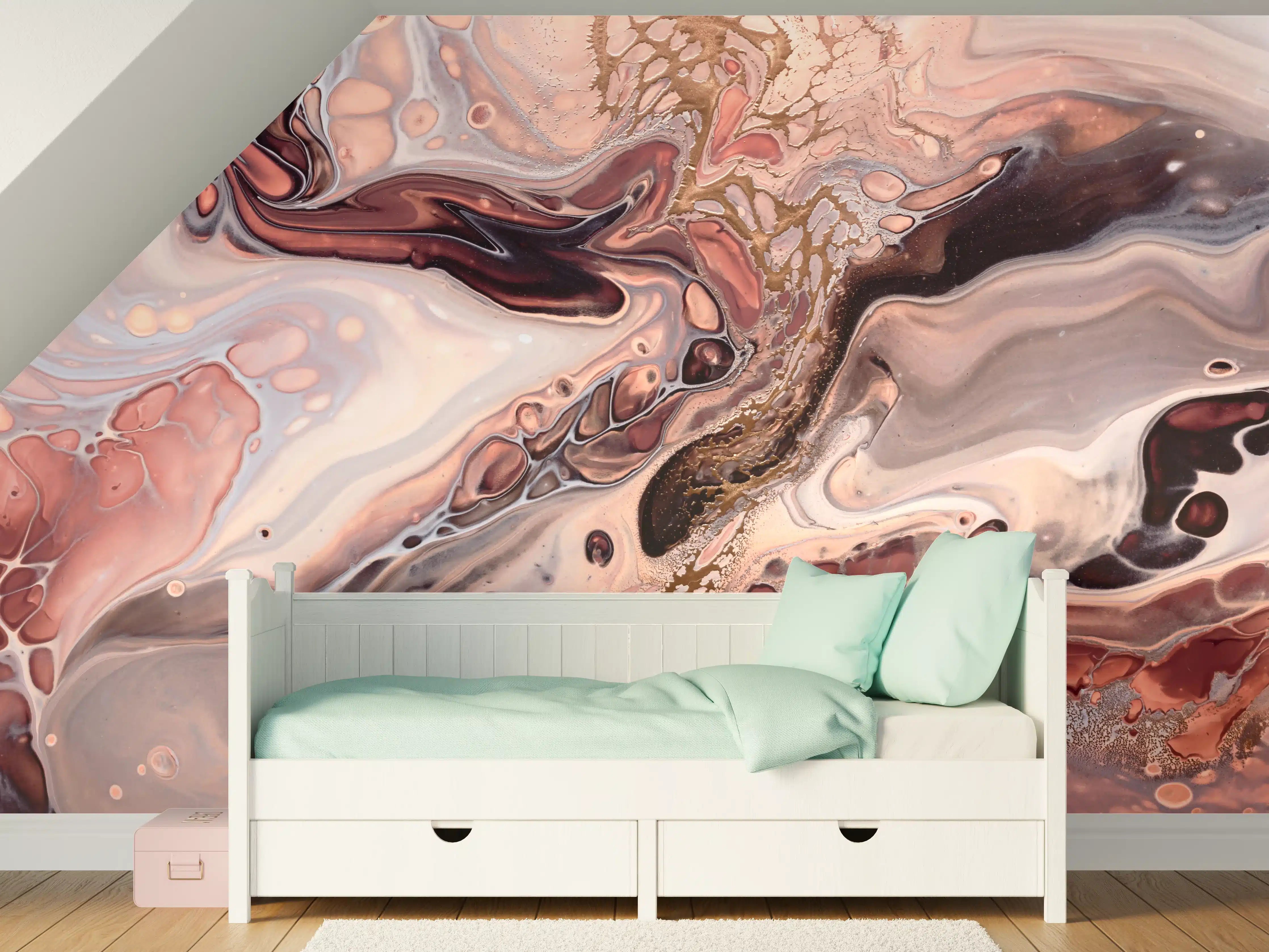 Kinderzimmer Wandgestaltung - Wellen und Blasen - Acryl-Flüssigkunst
