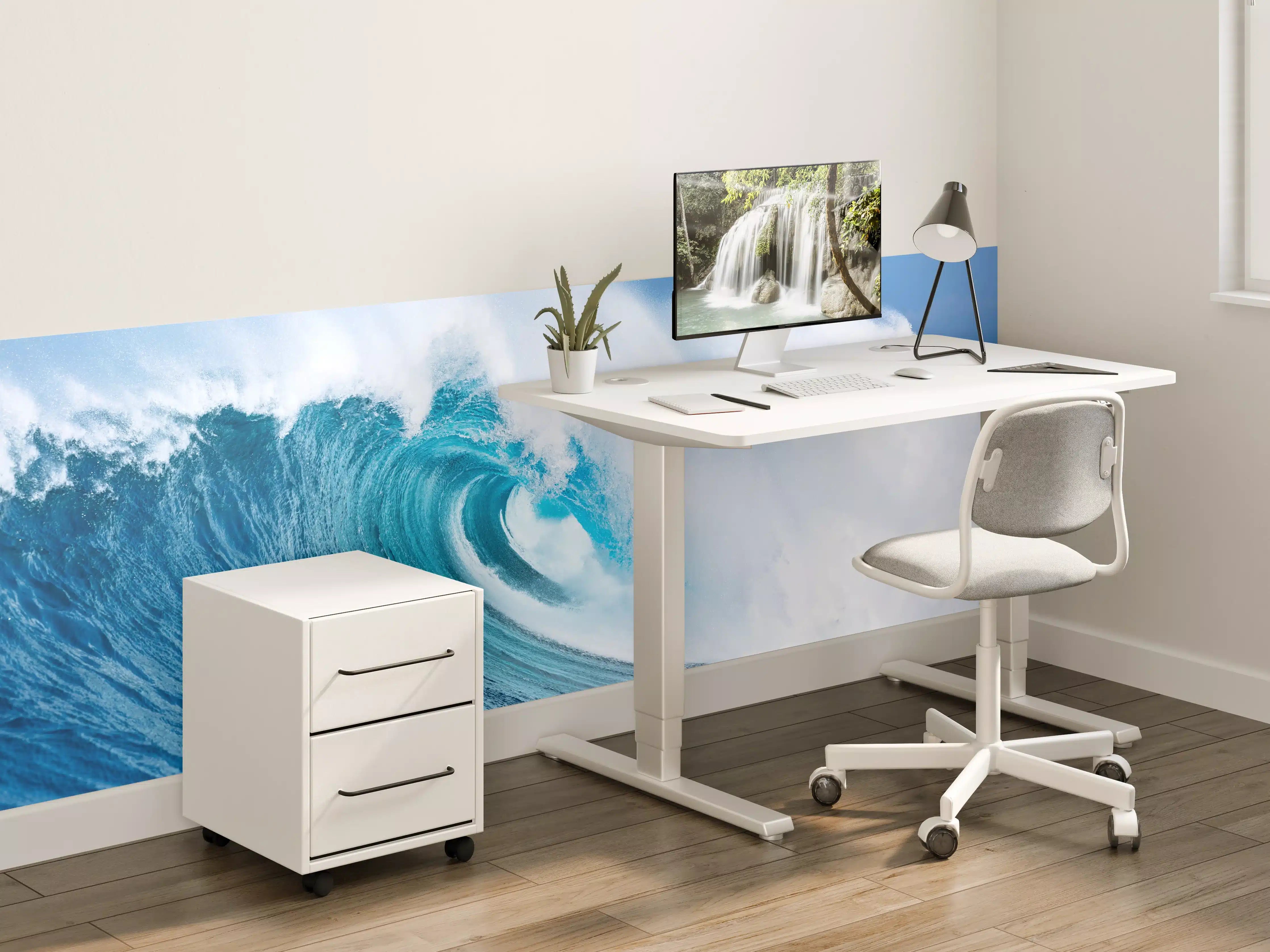 Kinderzimmer Wandgestaltung - Wellenriff in Blau