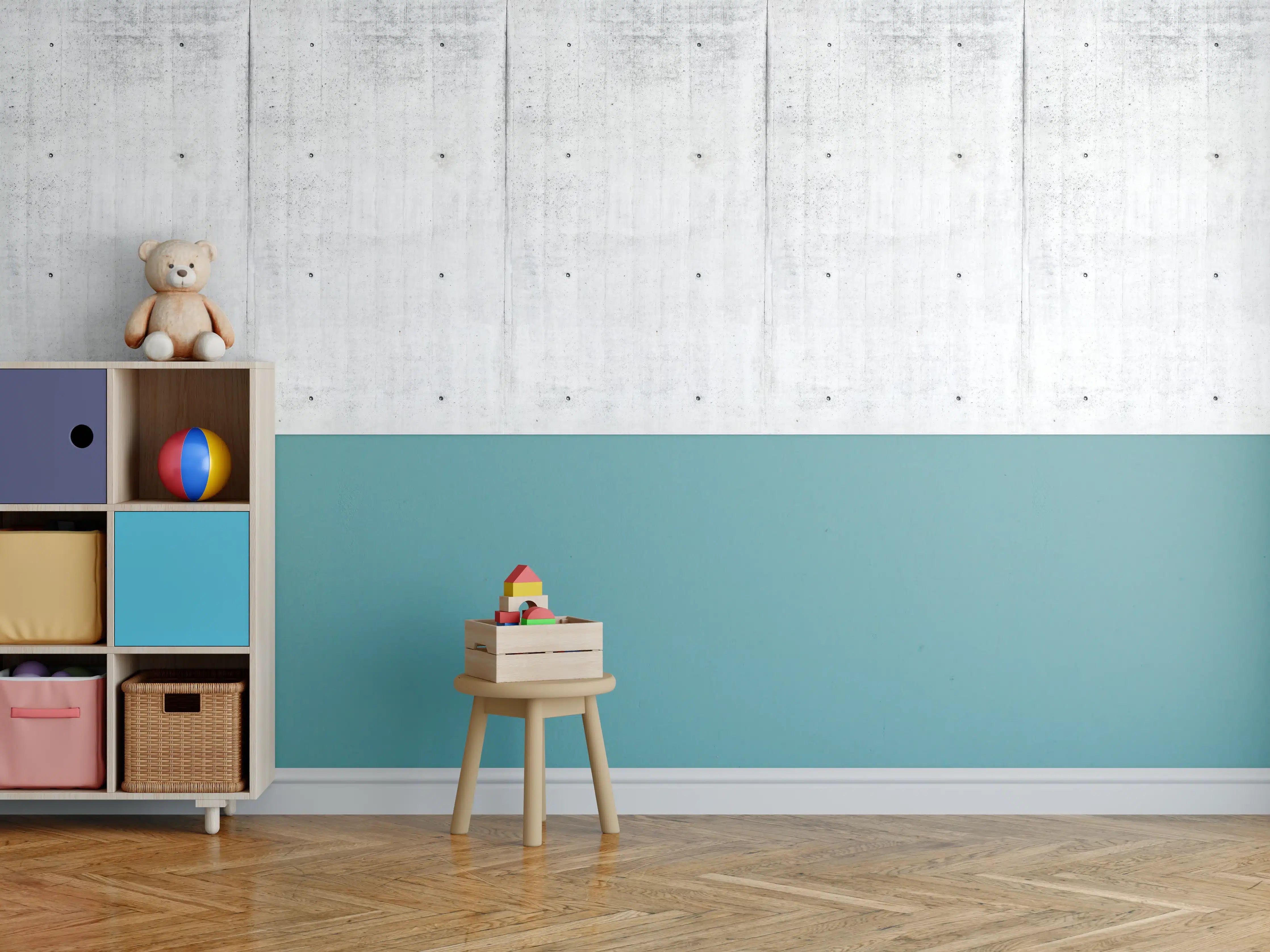 Kinderzimmer Wandgestaltung - Wiederholtes Sichtbeton Textur