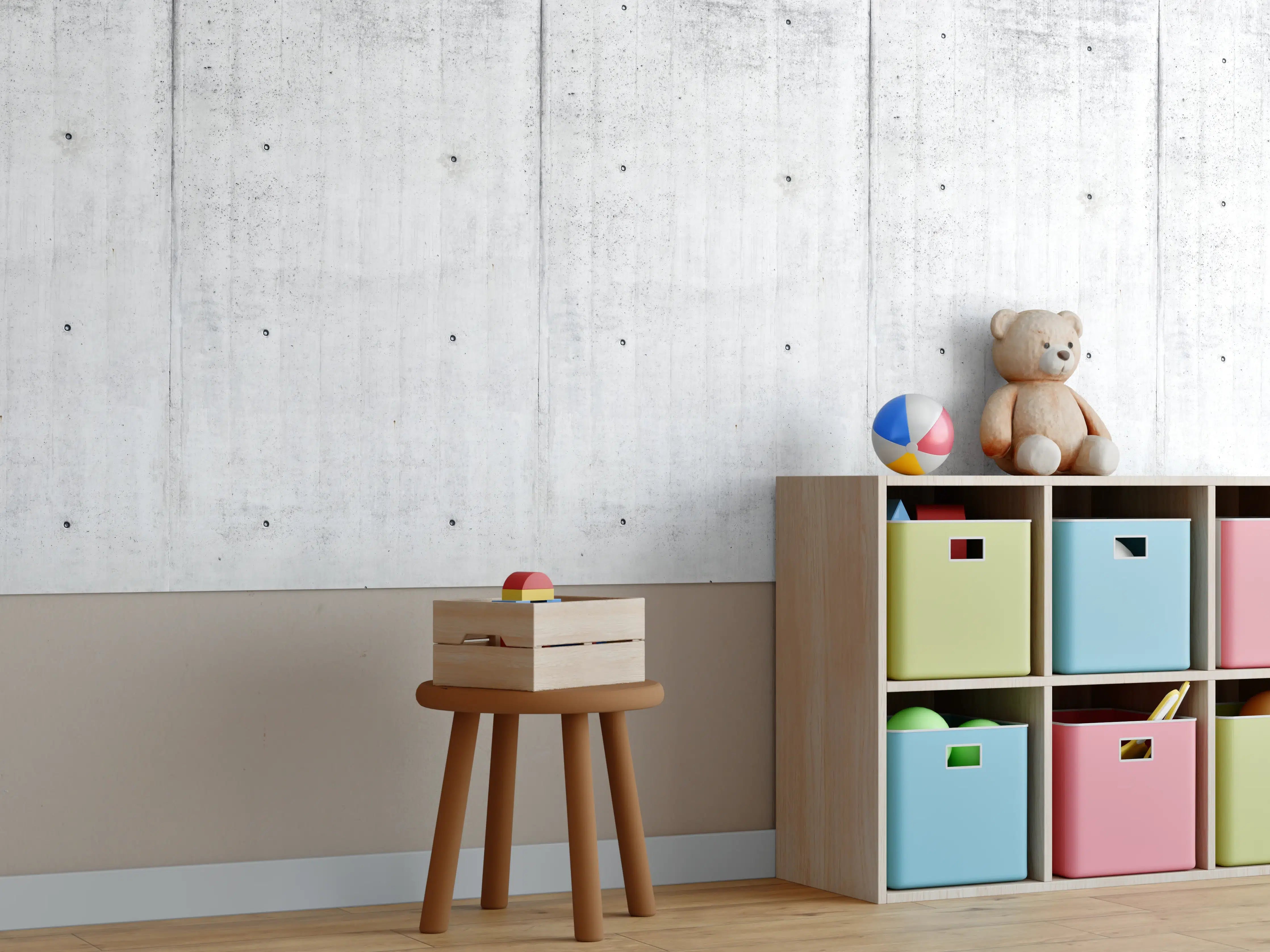 Kinderzimmer Wandgestaltung - Wiederholtes Sichtbeton Textur