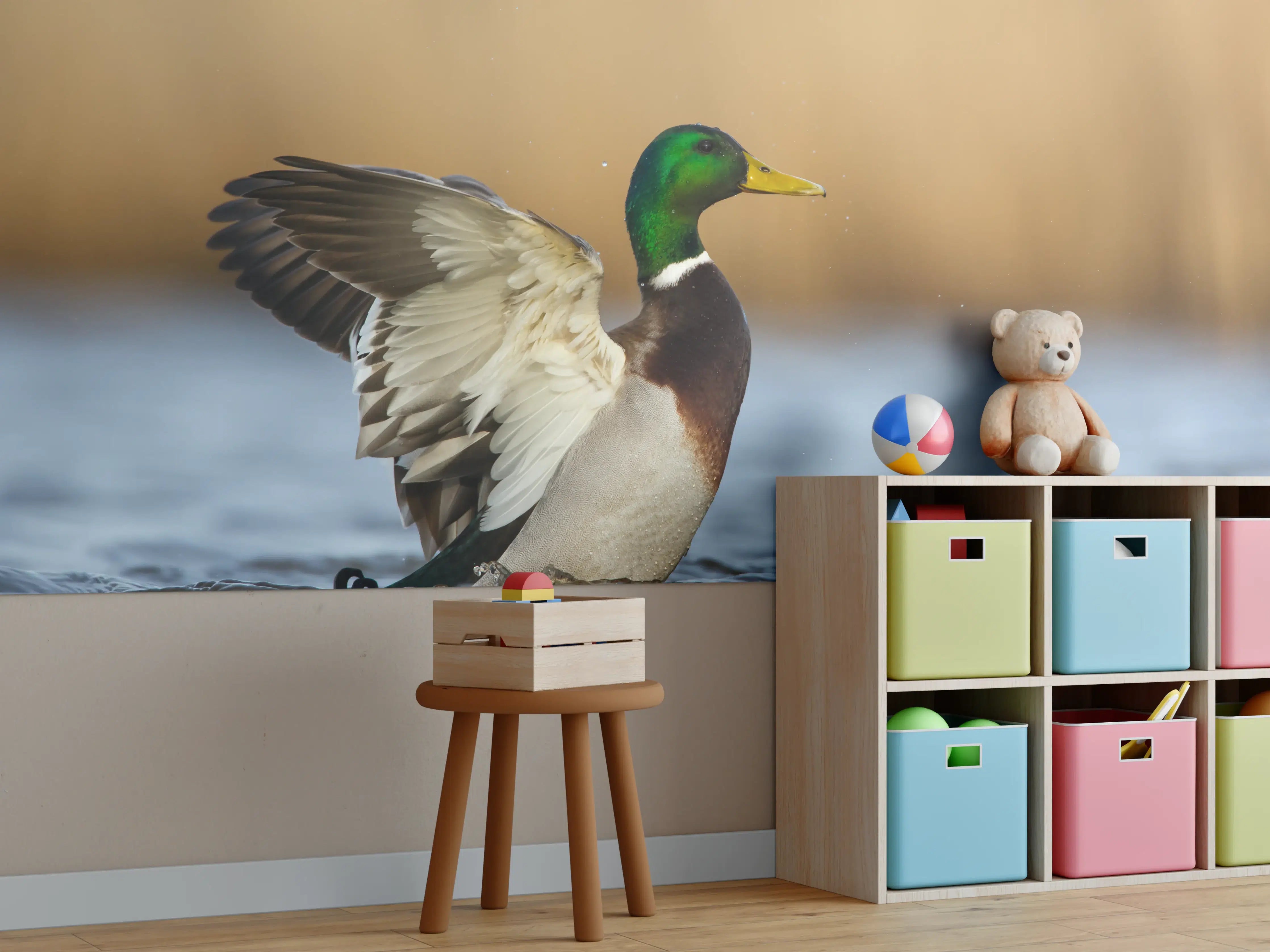 Kinderzimmer Wandgestaltung - Wildente auf dem Wasser