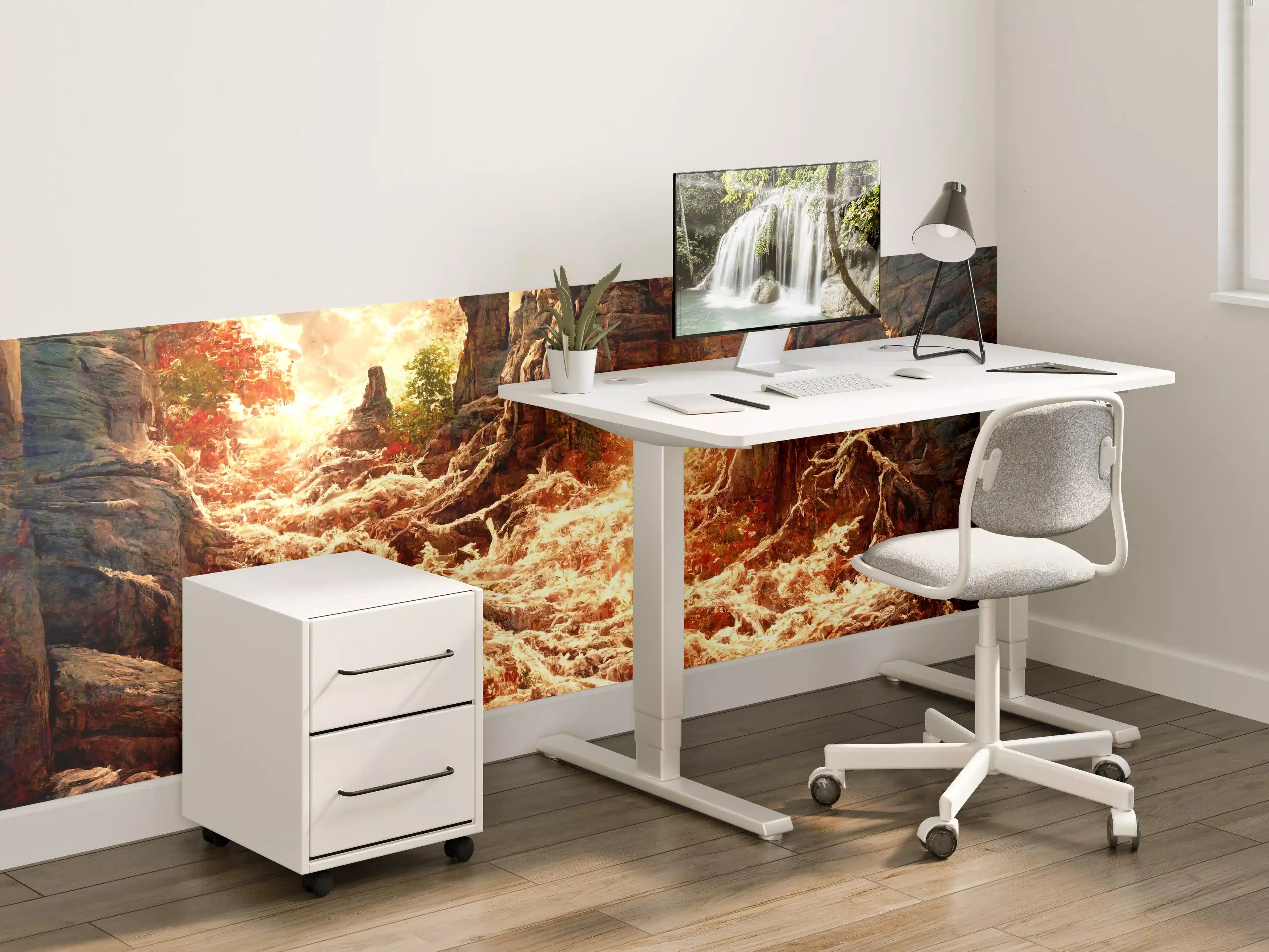 Kinderzimmer Wandgestaltung - Wildwasser im Sonnenuntergang