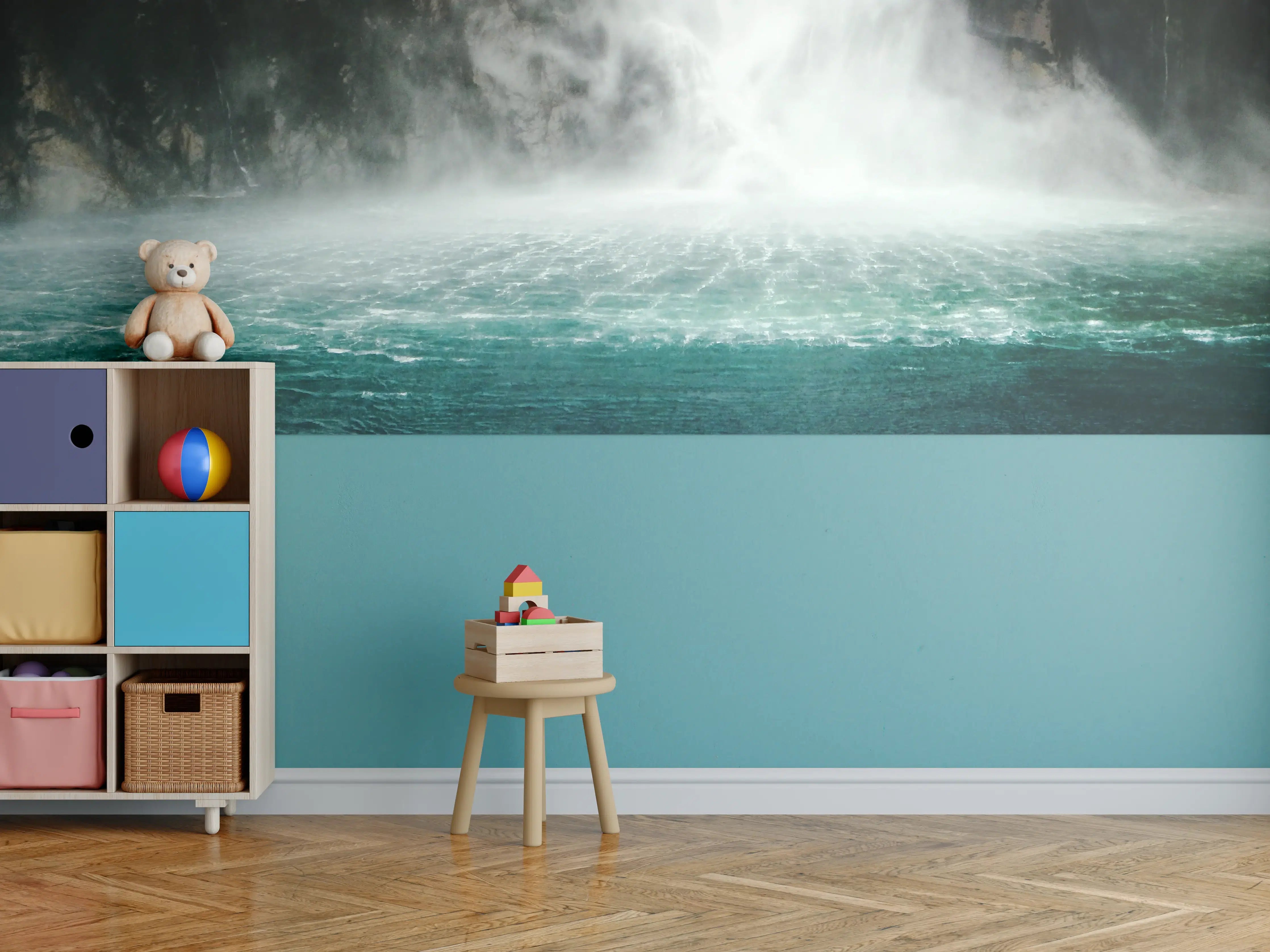 Kinderzimmer Wandgestaltung - Wildwasserfall mit Spritznebel
