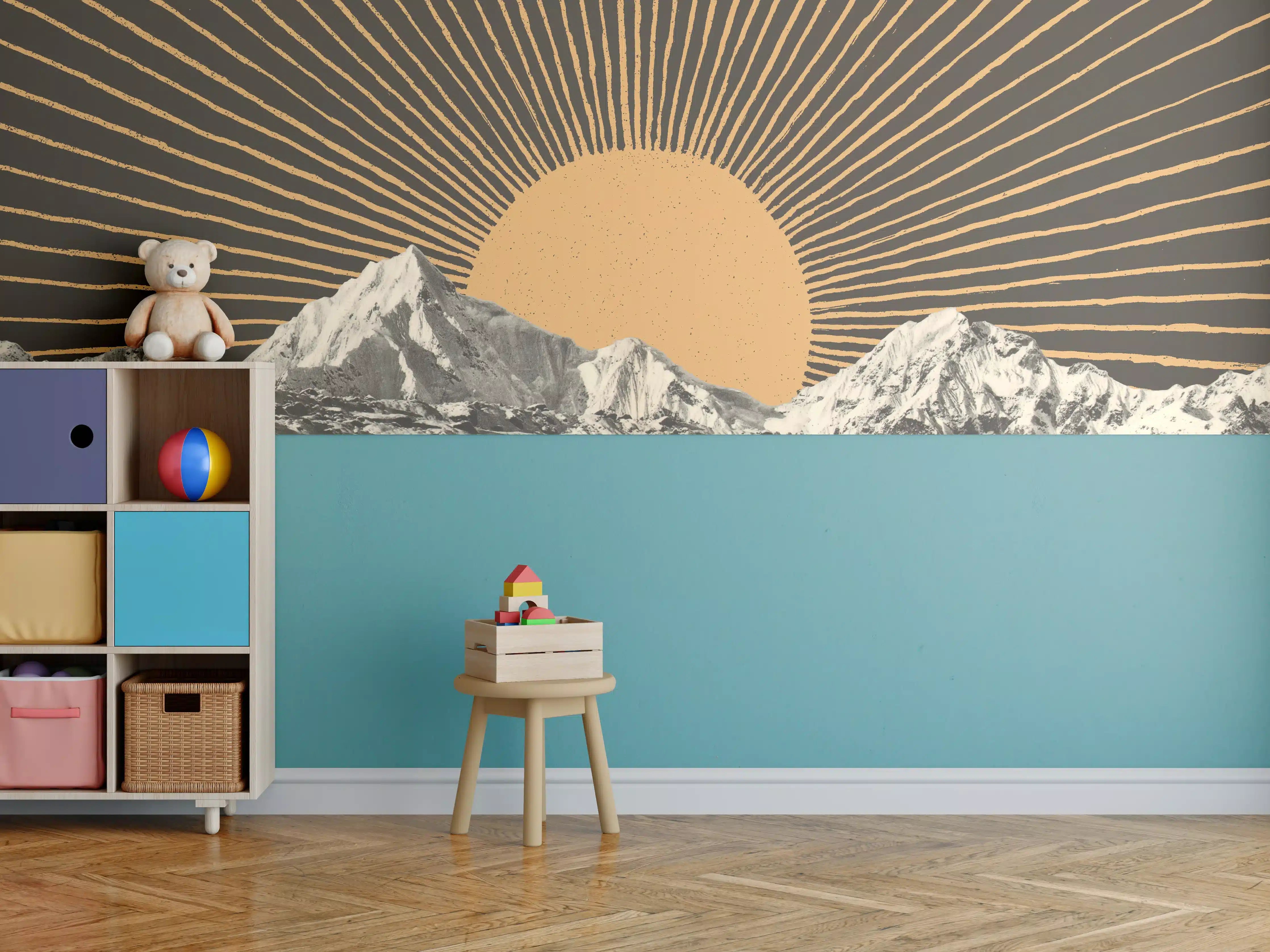 Kinderzimmer Wandgestaltung - Winterberg Sonnenaufgang Kunst
