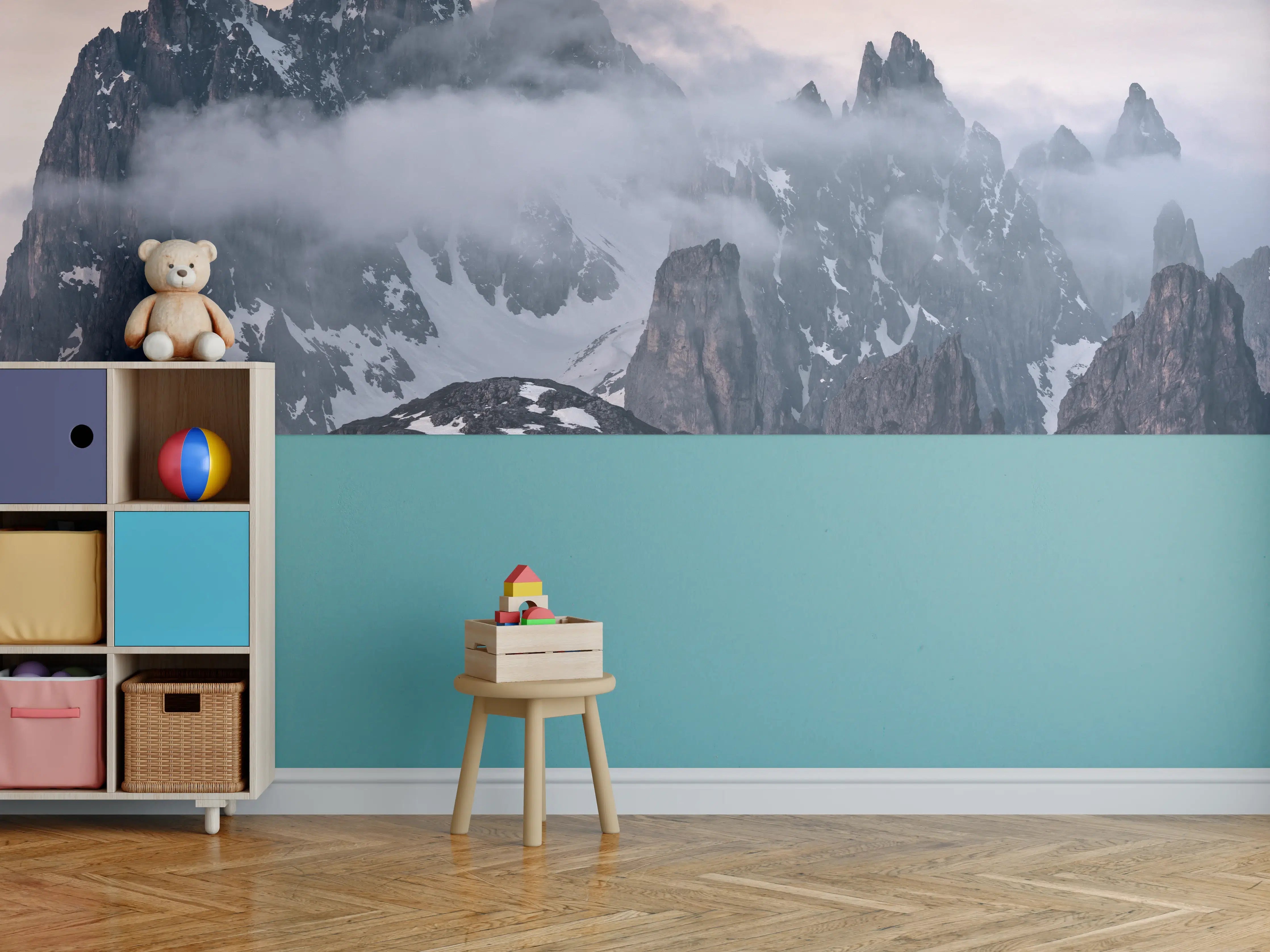 Kinderzimmer Wandgestaltung - Winterliche Berge in Dämmerung
