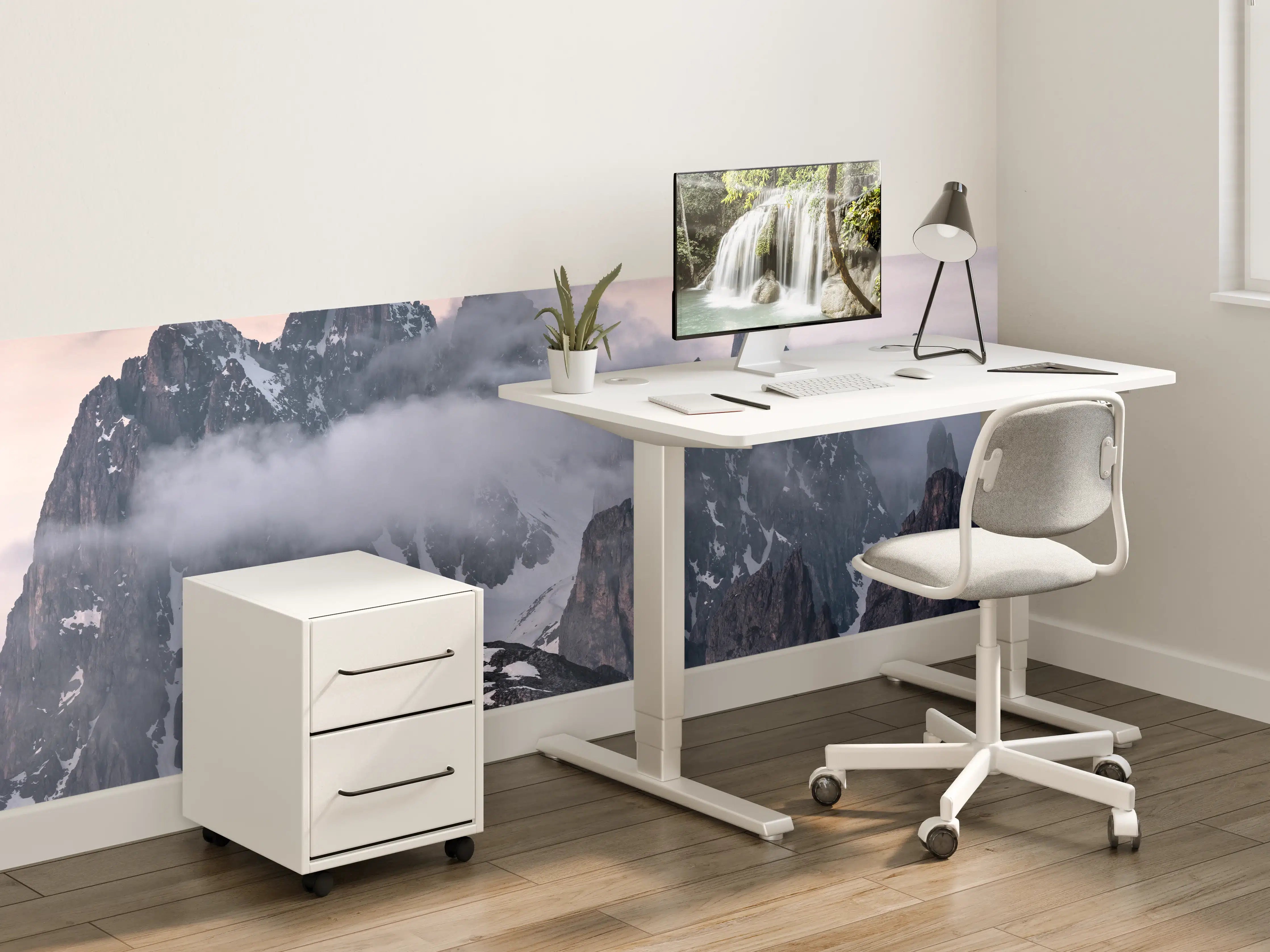 Kinderzimmer Wandgestaltung - Winterliche Berge in Dämmerung