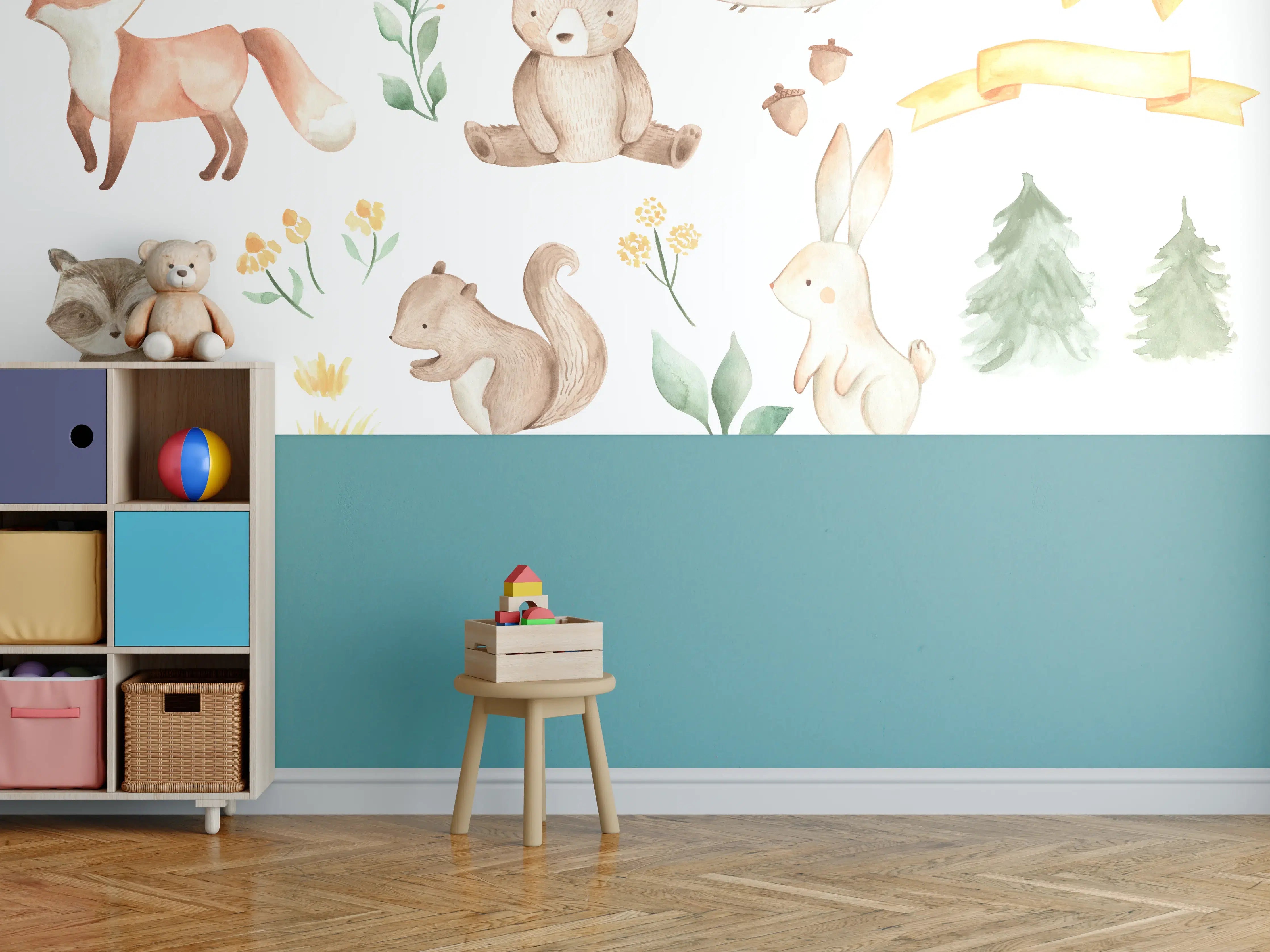 Kinderzimmer Wandgestaltung - Woodland Tiere - Aquarell