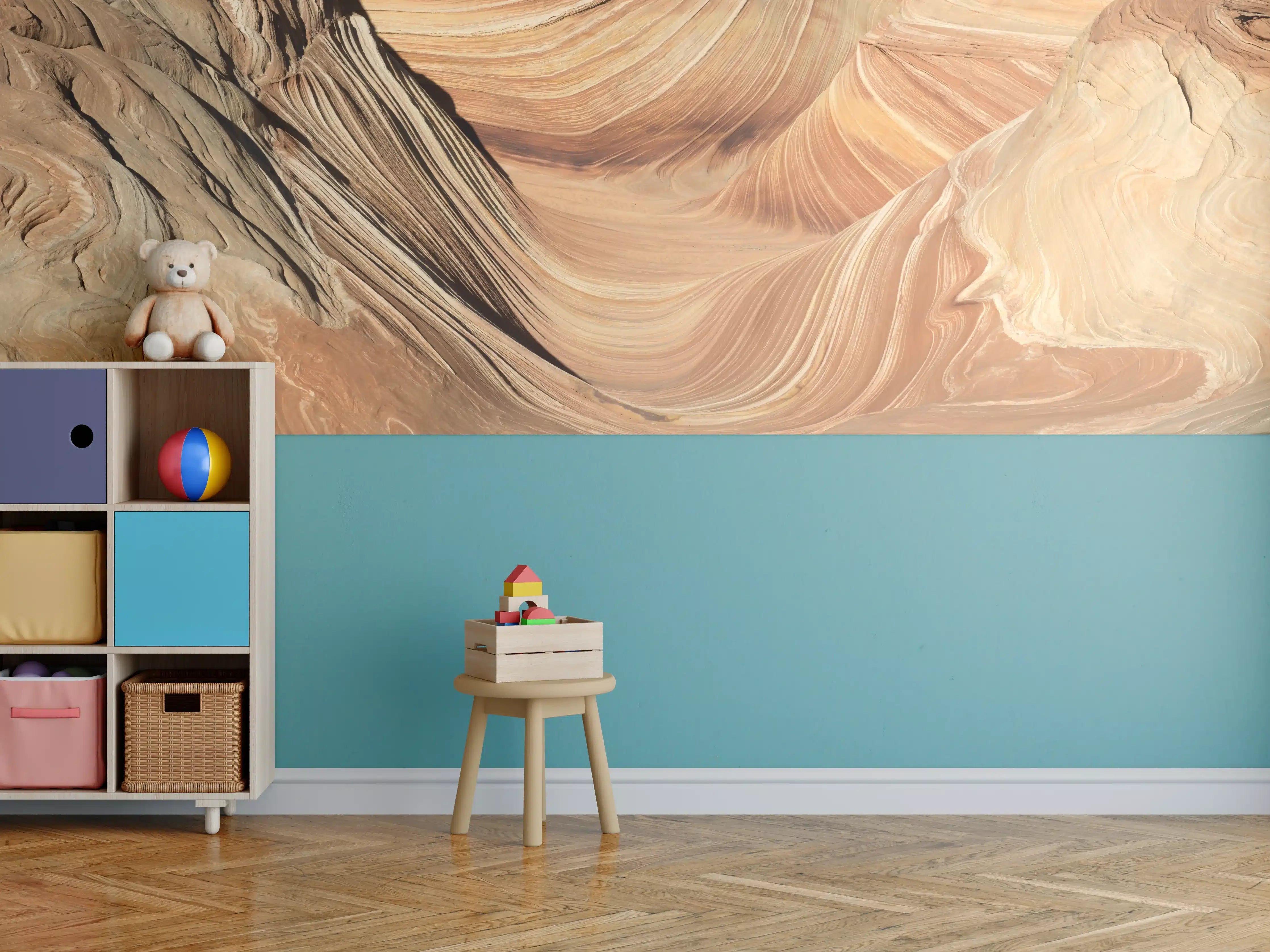 Kinderzimmer Wandgestaltung - Wüstenlandschaft in warmen Erdtönen