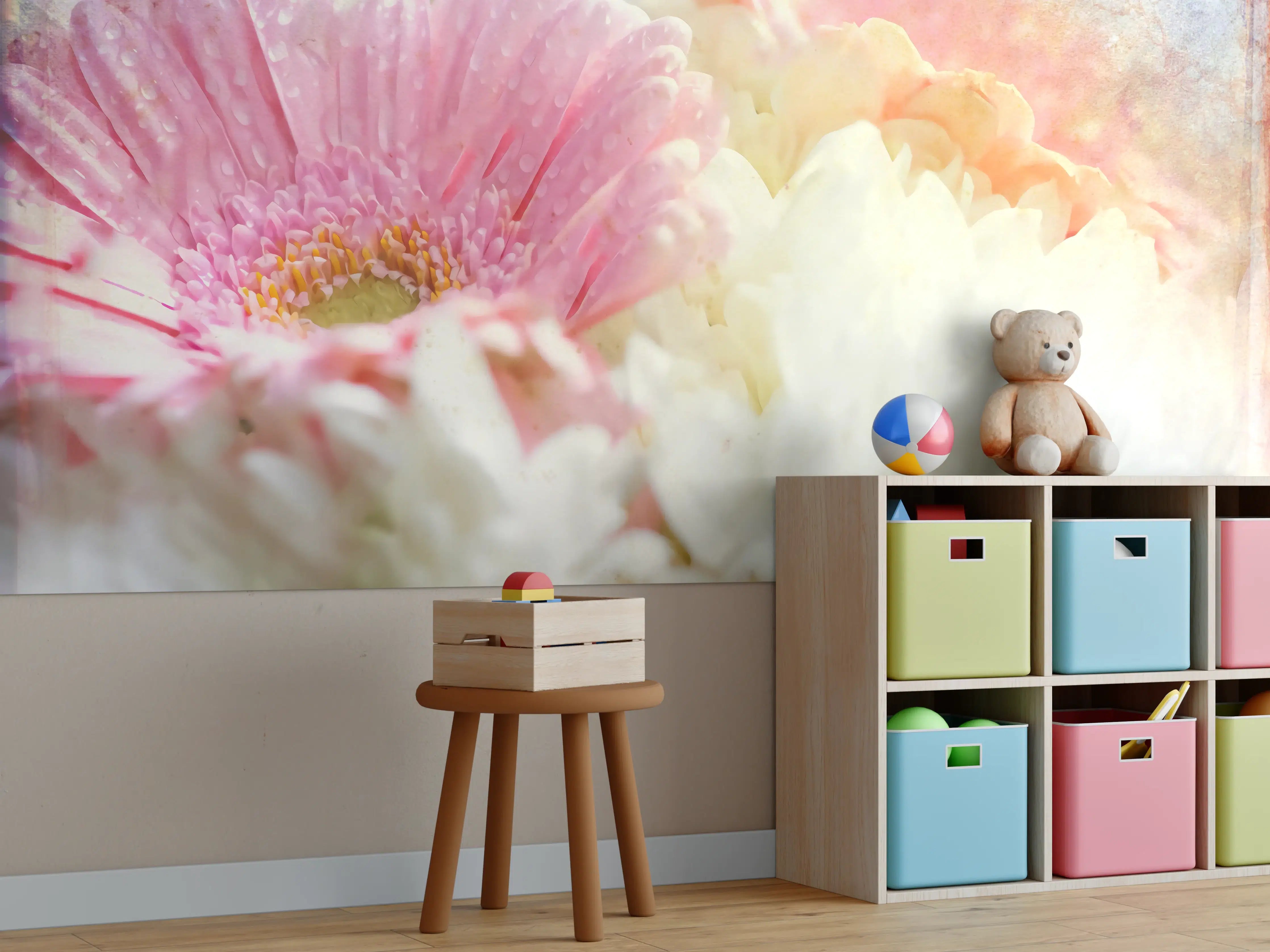Kinderzimmer Wandgestaltung - Wunderschöne Blumen - Nahaufnahme