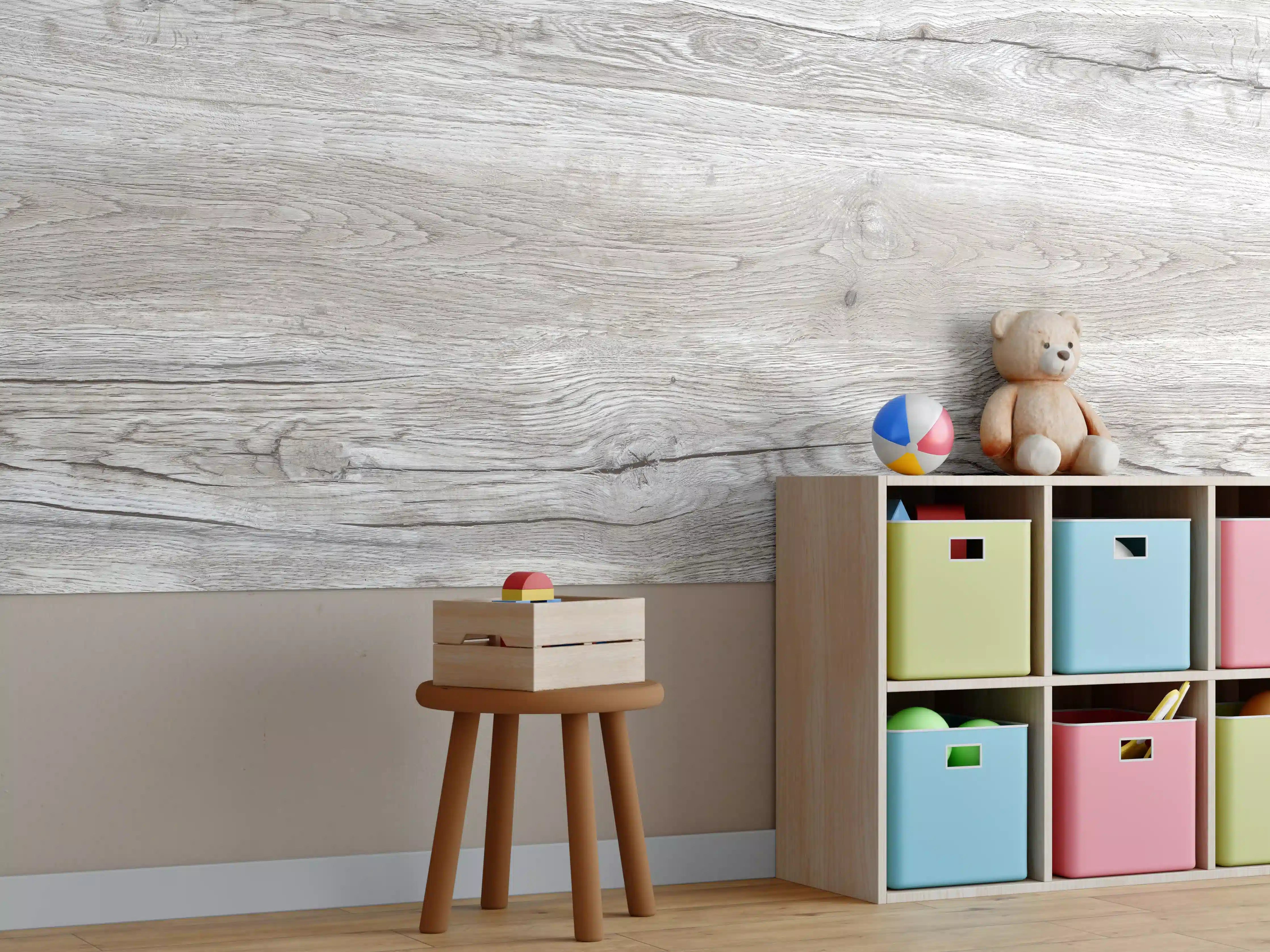 Kinderzimmer Wandgestaltung - Wunderschöne Kiefernholz-struktur 